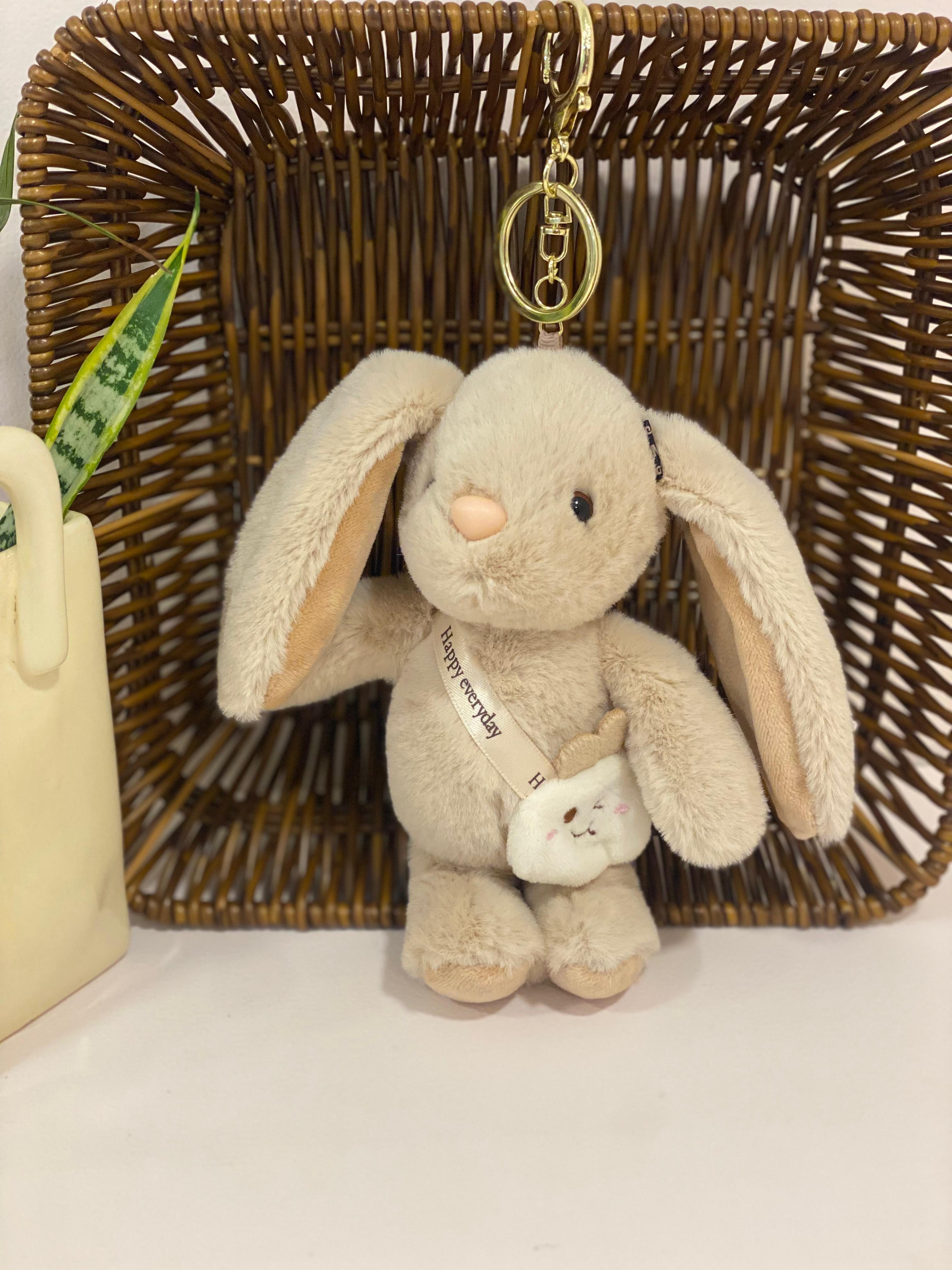 Plush Long Eared Bunny Keychain Charm