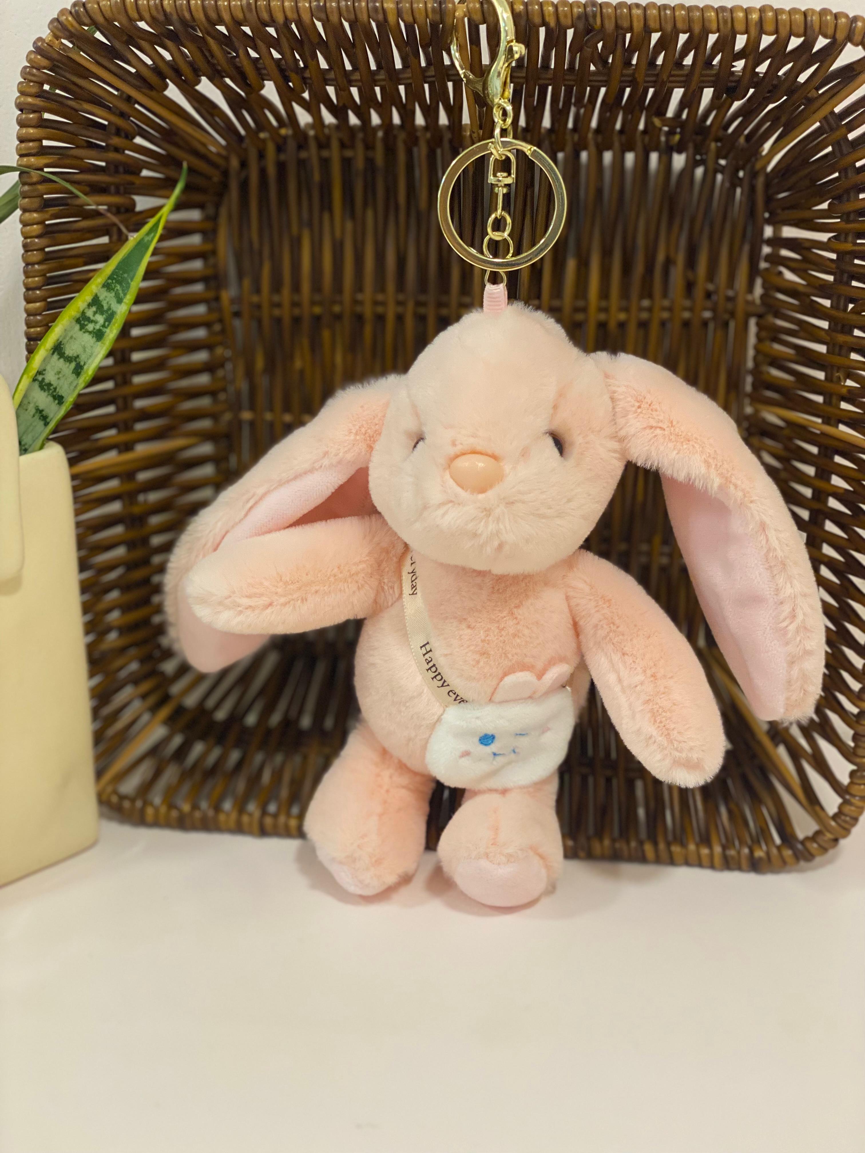 Plush Long Eared Bunny Keychain Charm