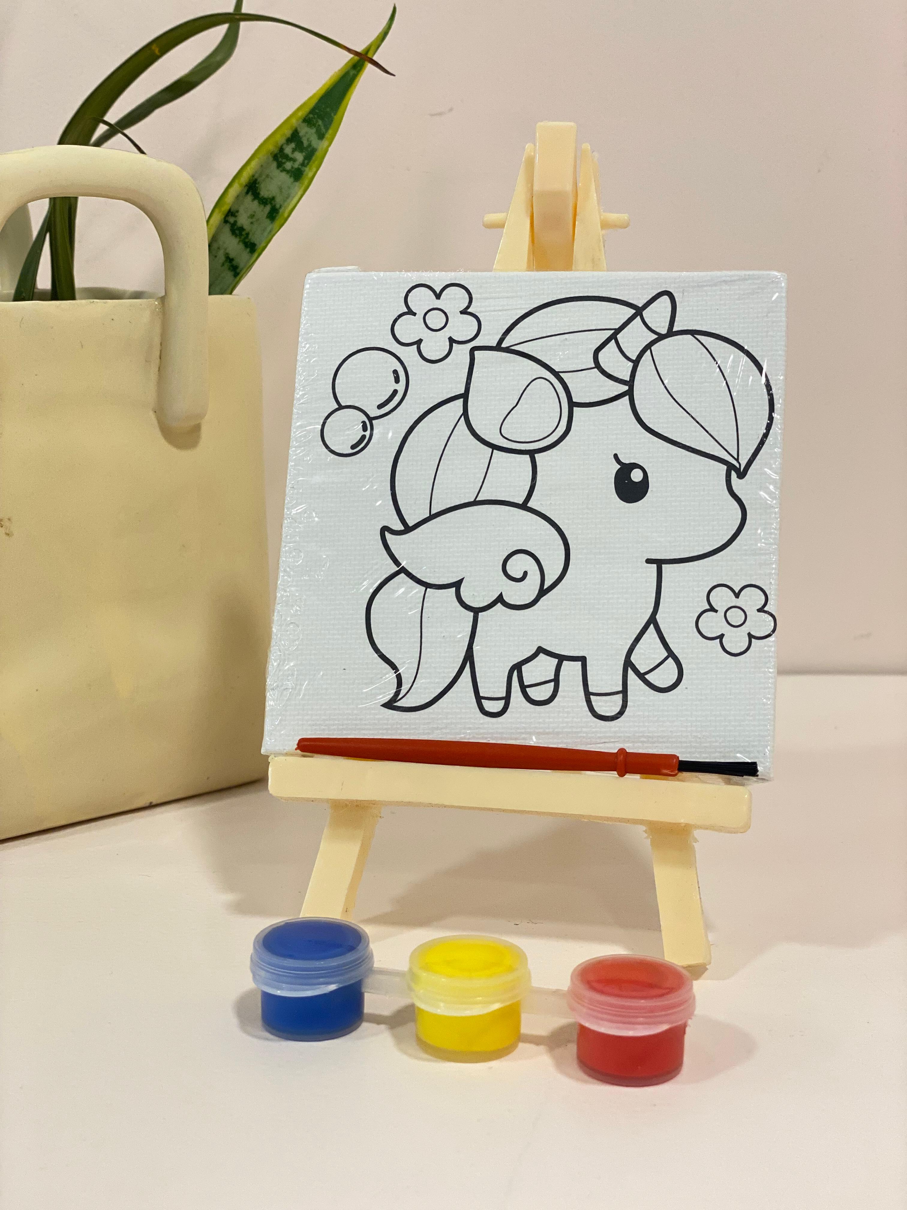 Mini Unicorn Canvas Painting & Easel Stand Kit