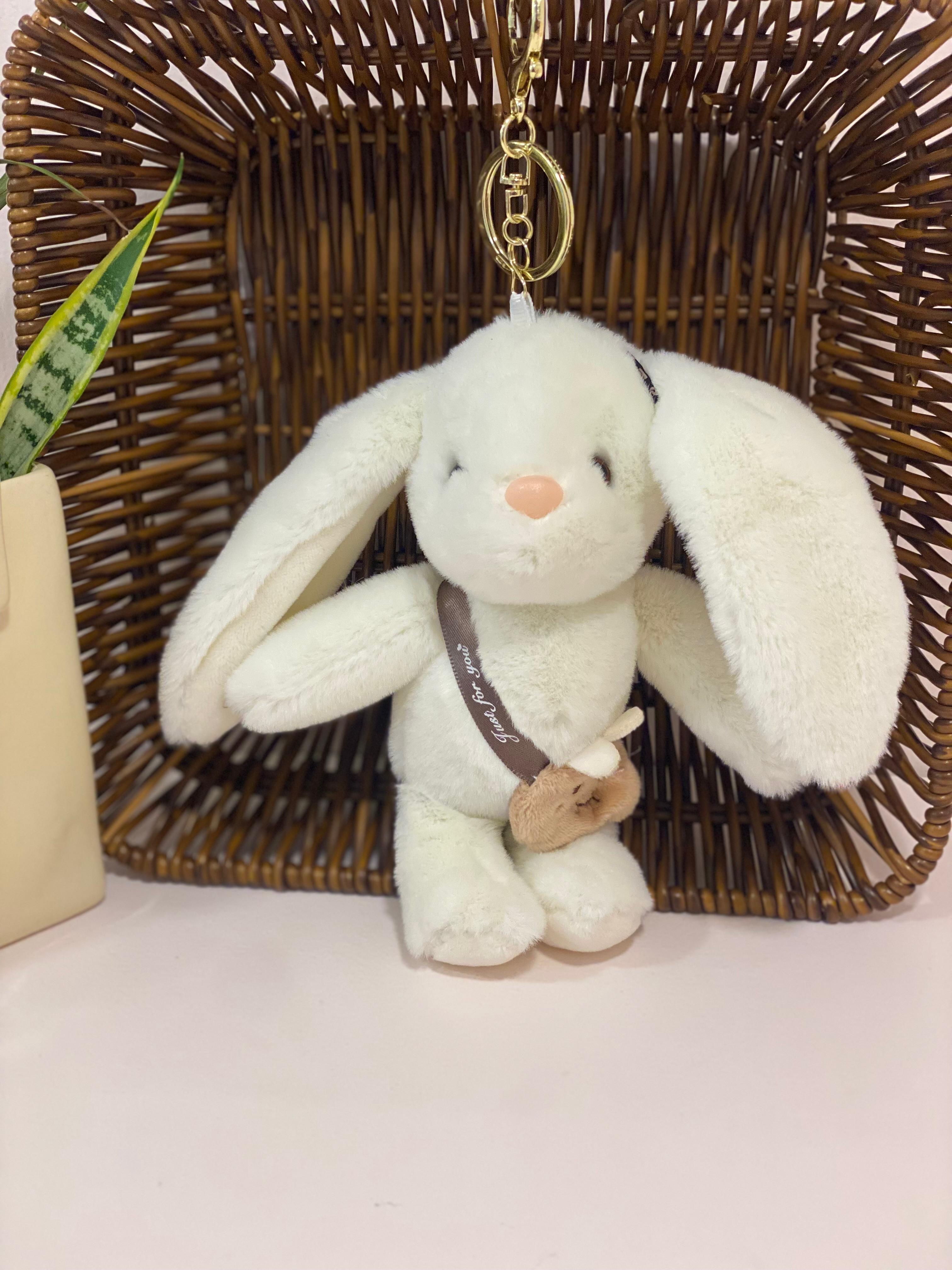 Plush Long Eared Bunny Keychain Charm