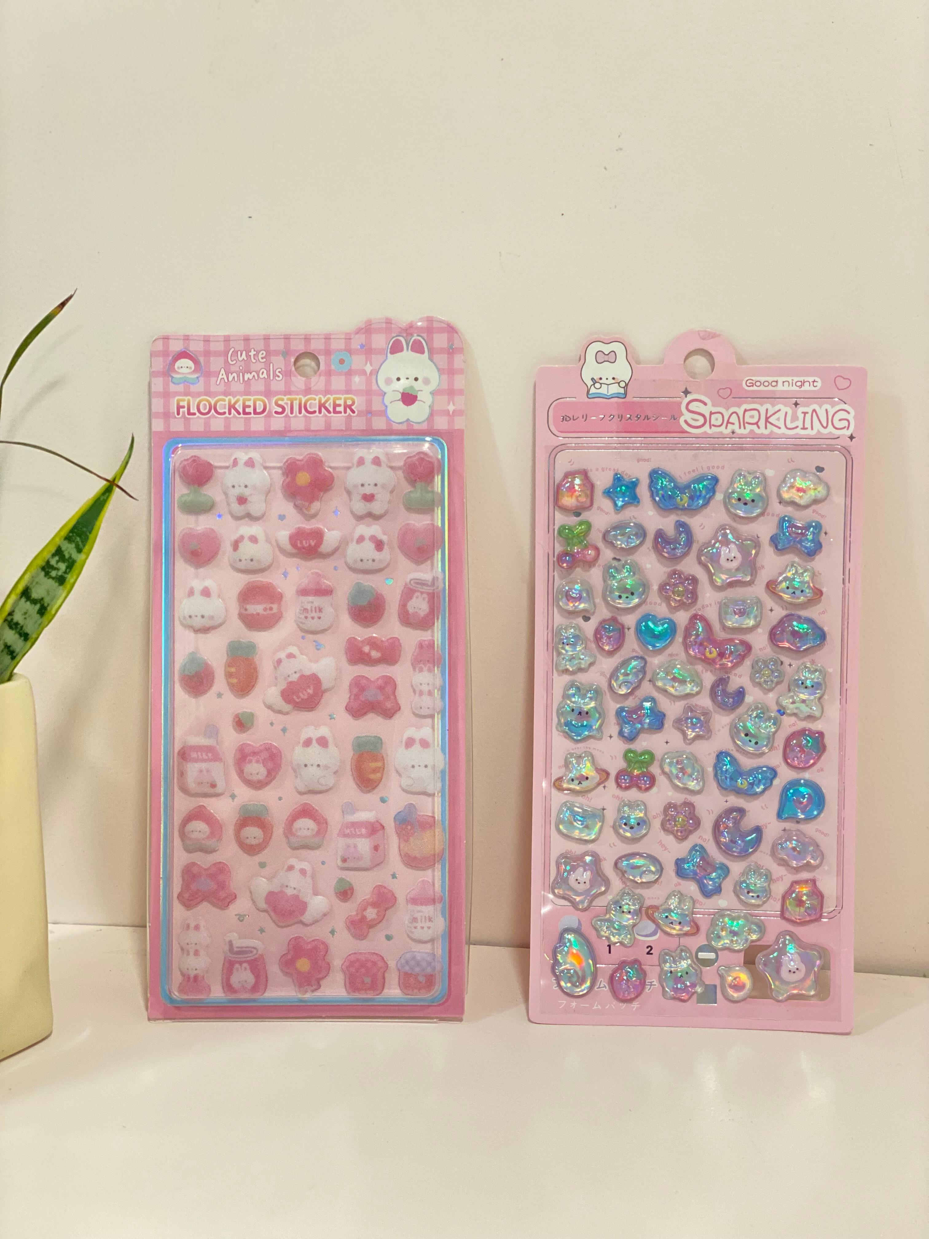 Kawaii 3D Texture & Sparkling Sticker Sheets