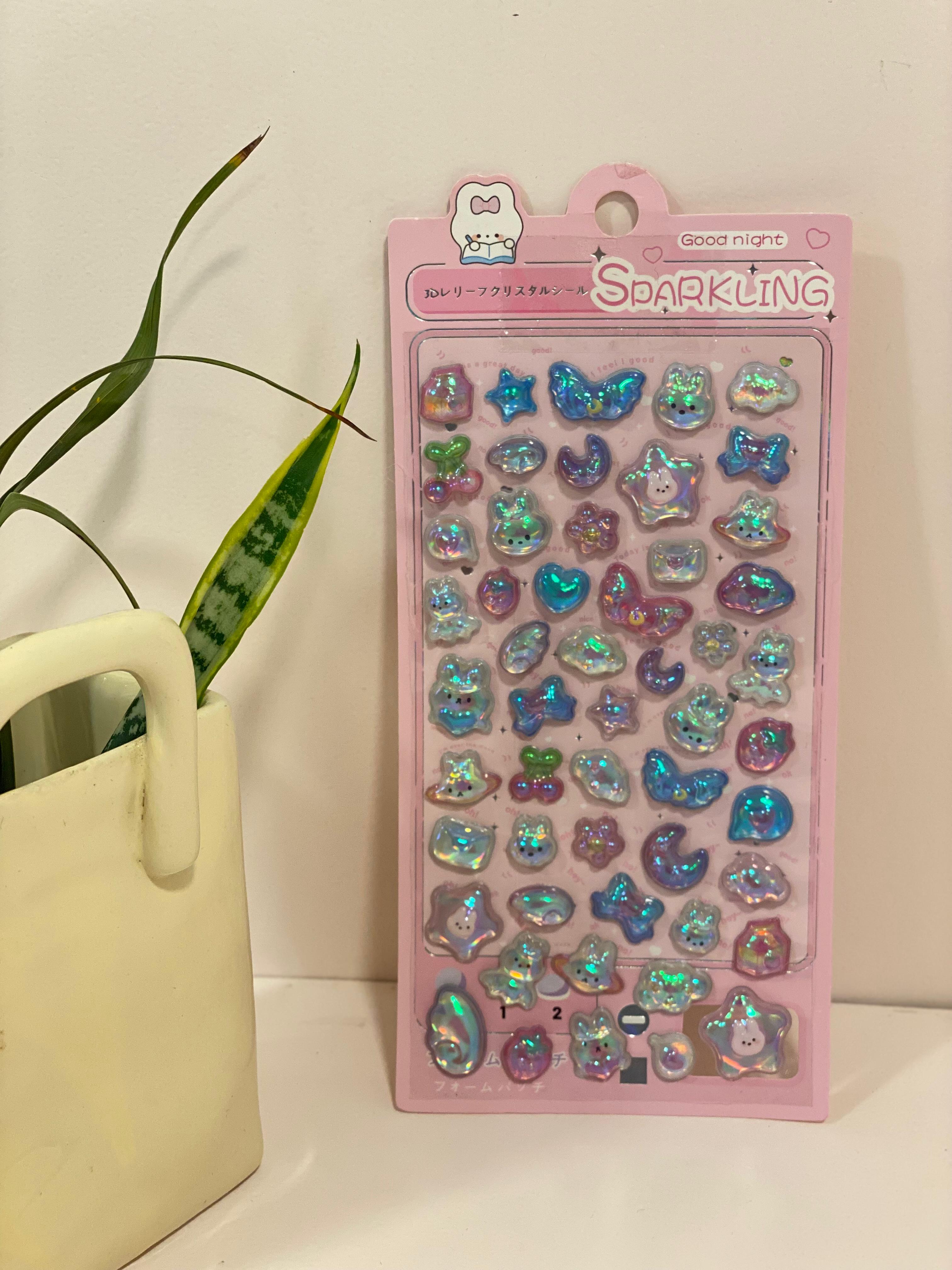 Kawaii 3D Texture & Sparkling Sticker Sheets