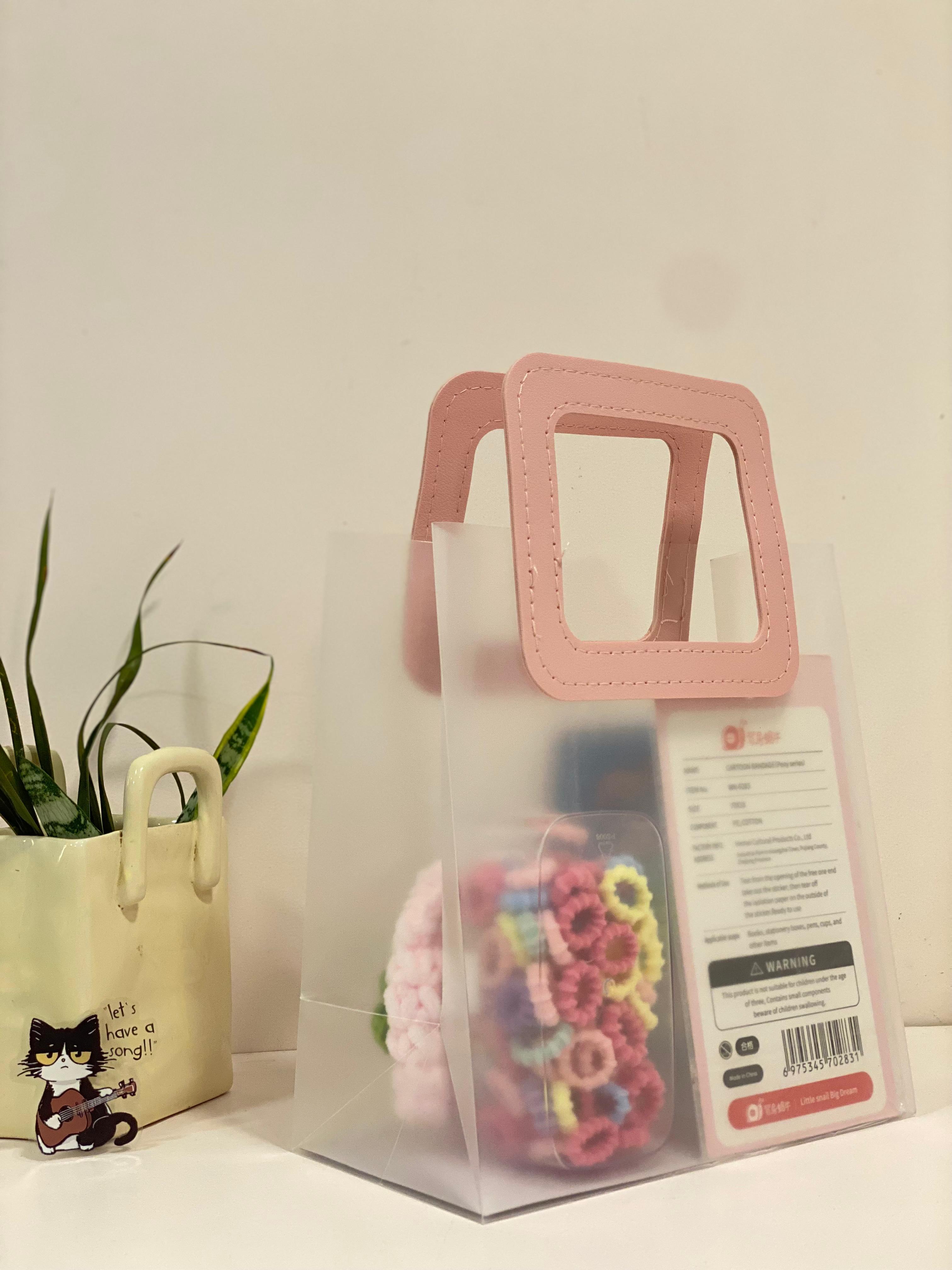 Frosted Translucent Gift Tote Bag with Faux-Leather Handles