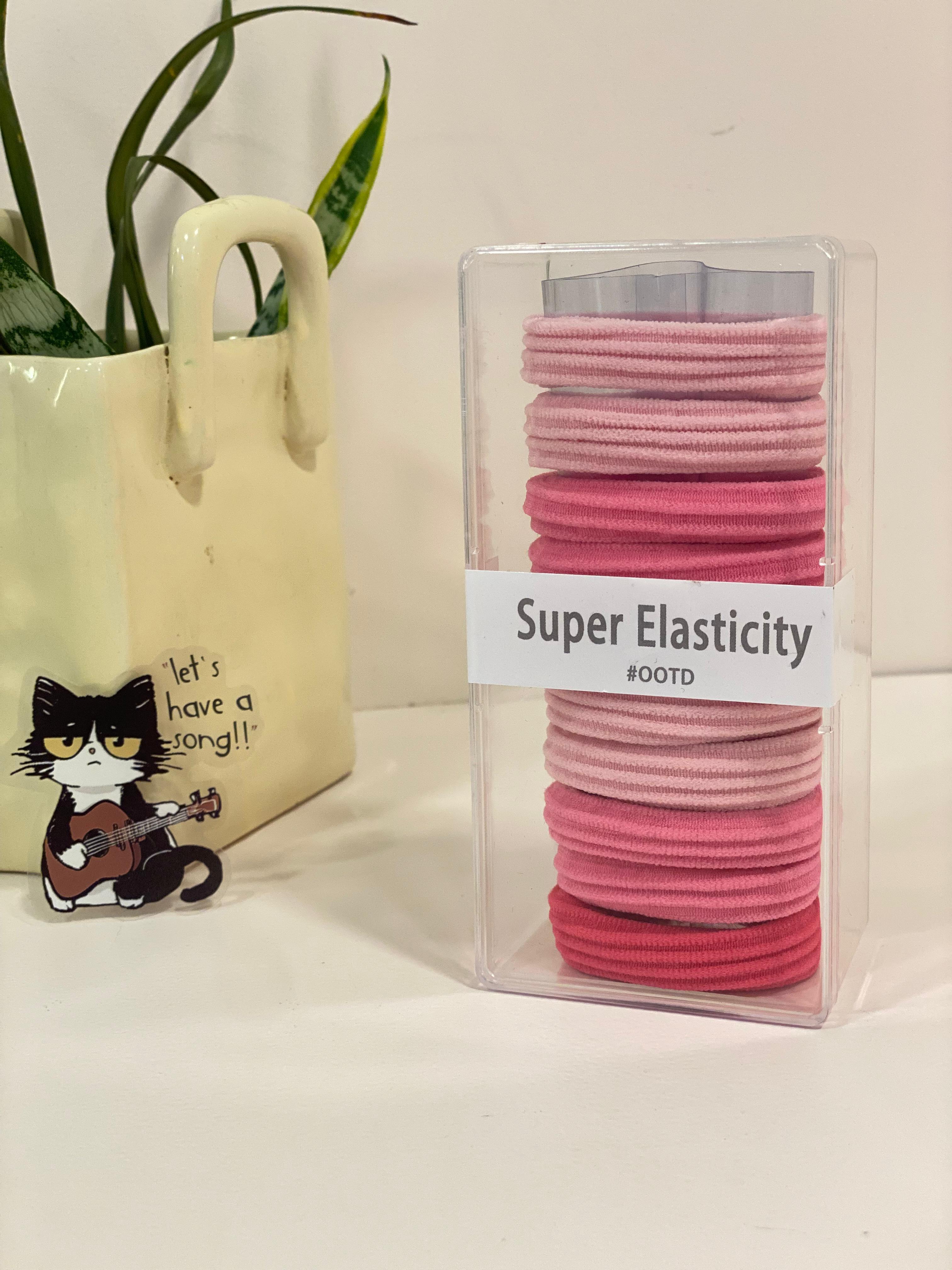 Seamless Ribbed Elastic Hair Bands Tub Set