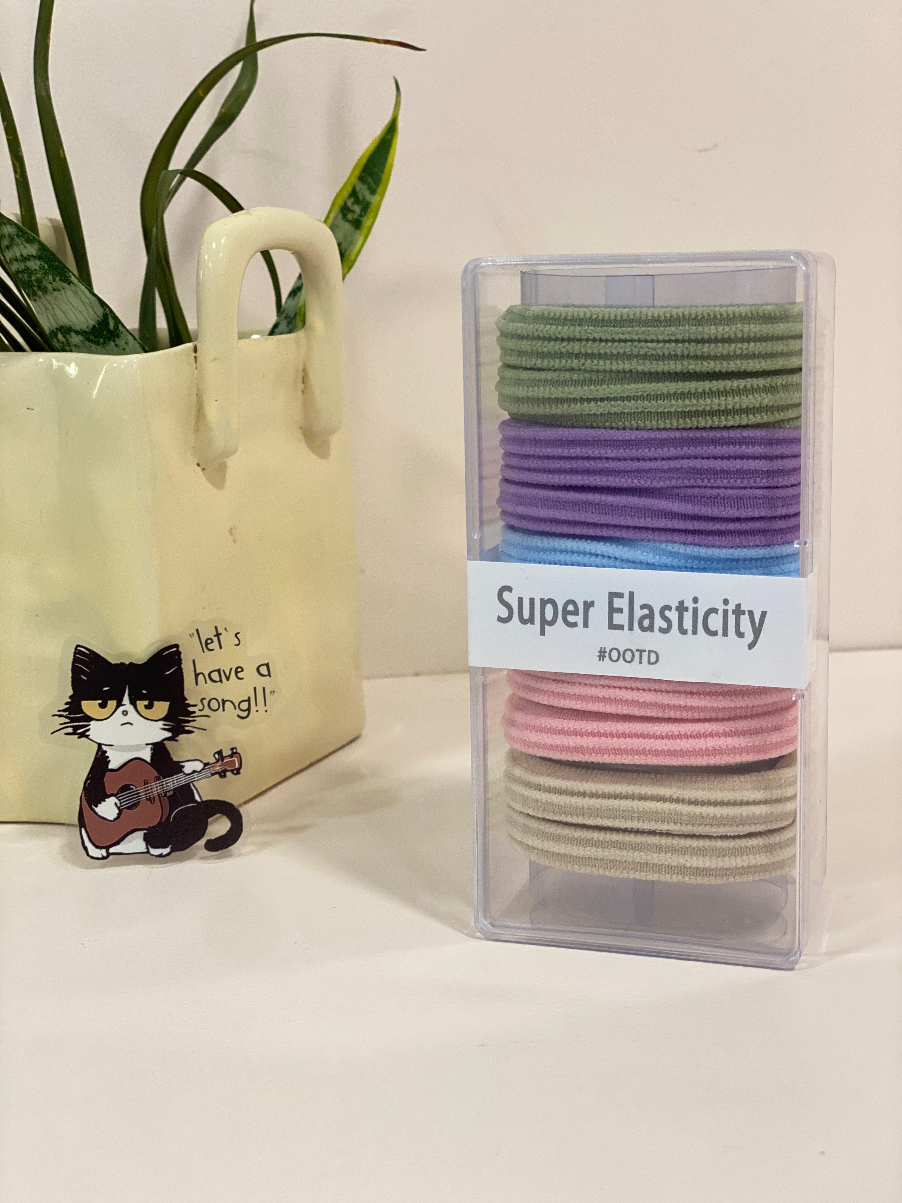 Seamless Ribbed Elastic Hair Bands Tub Set