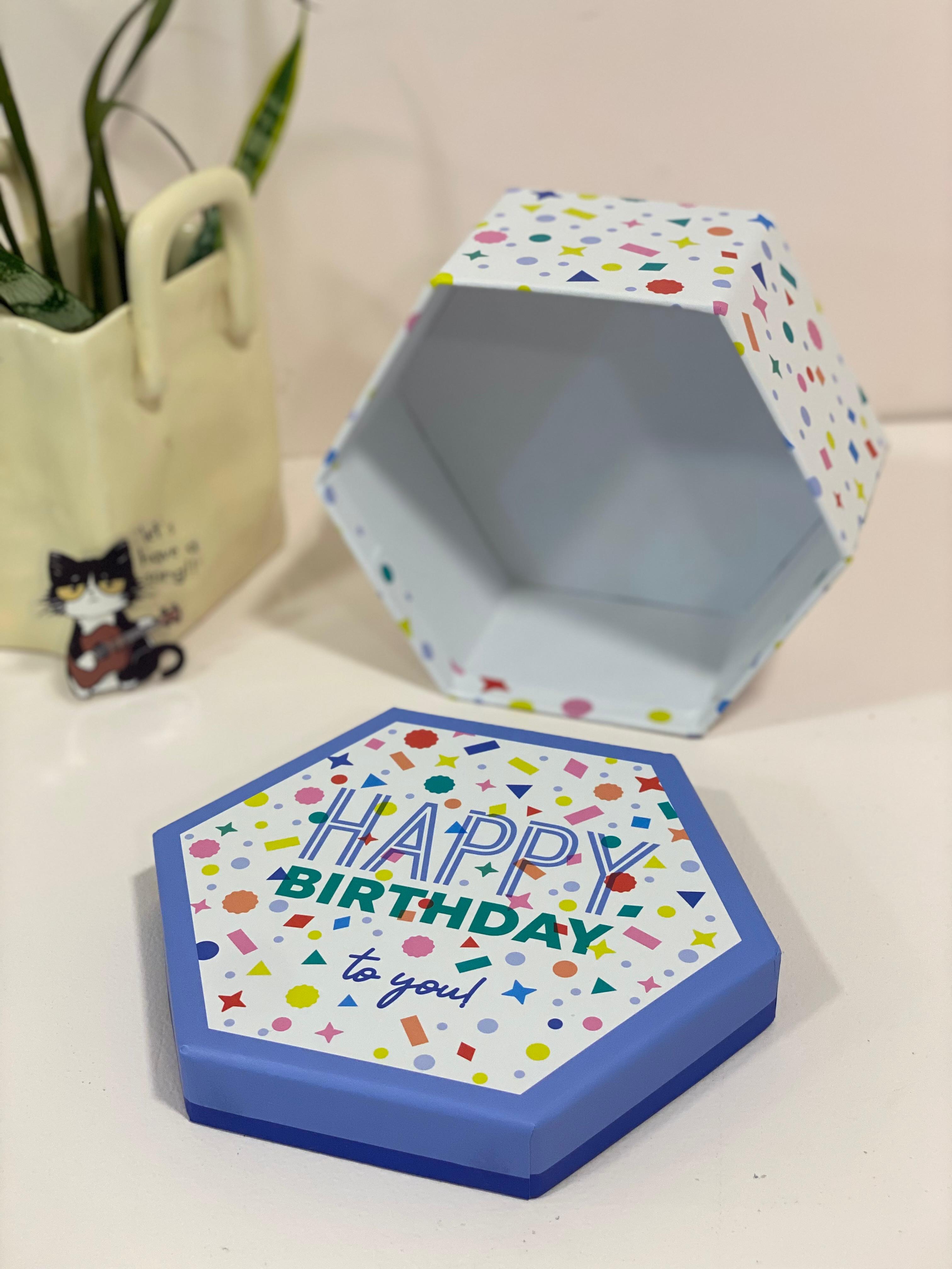 Hexagonal "Happy Birthday" Nesting Gift Box Set