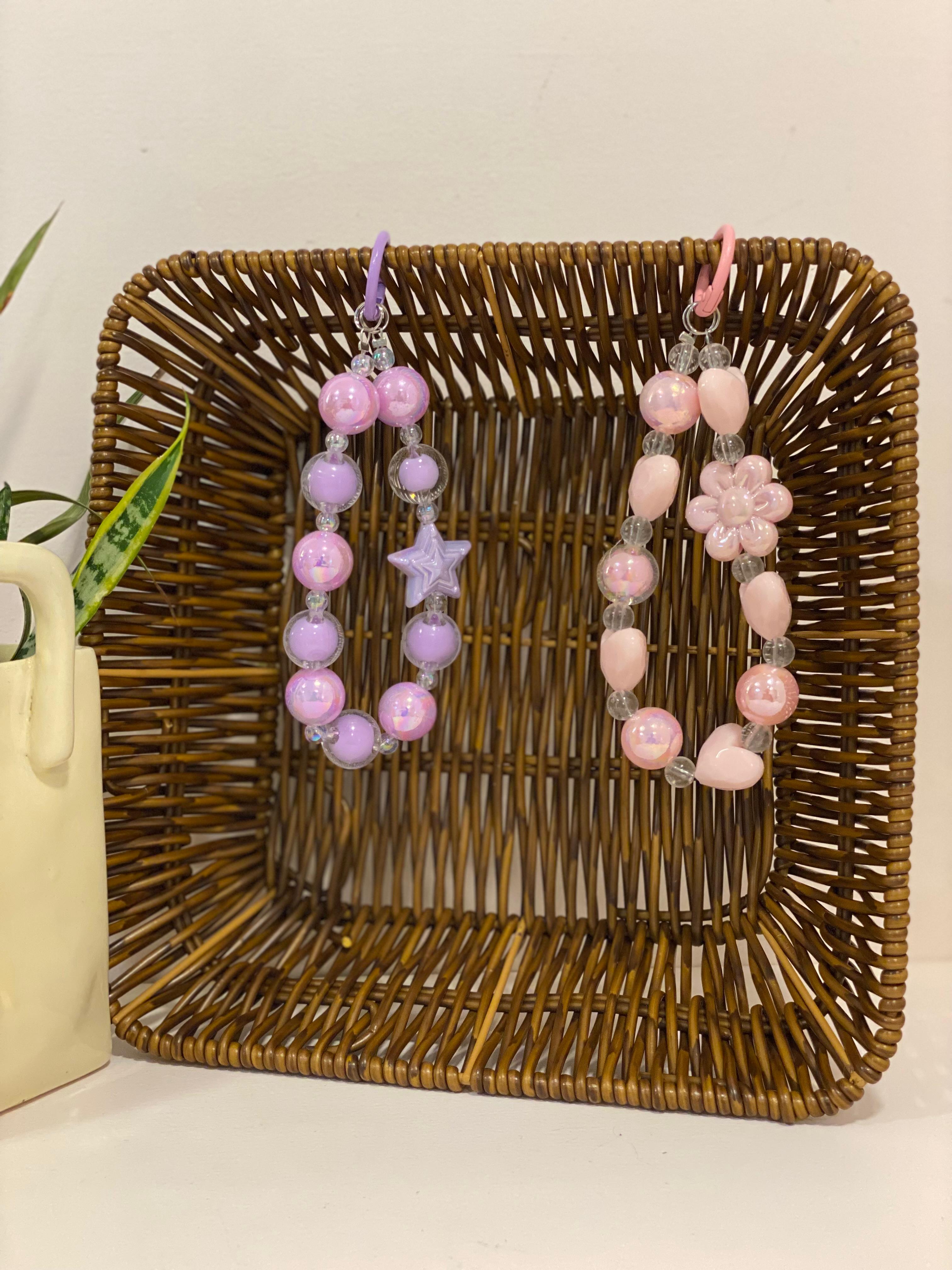 Pastel Iridescent Beaded Phone Wristlet Lanyard
