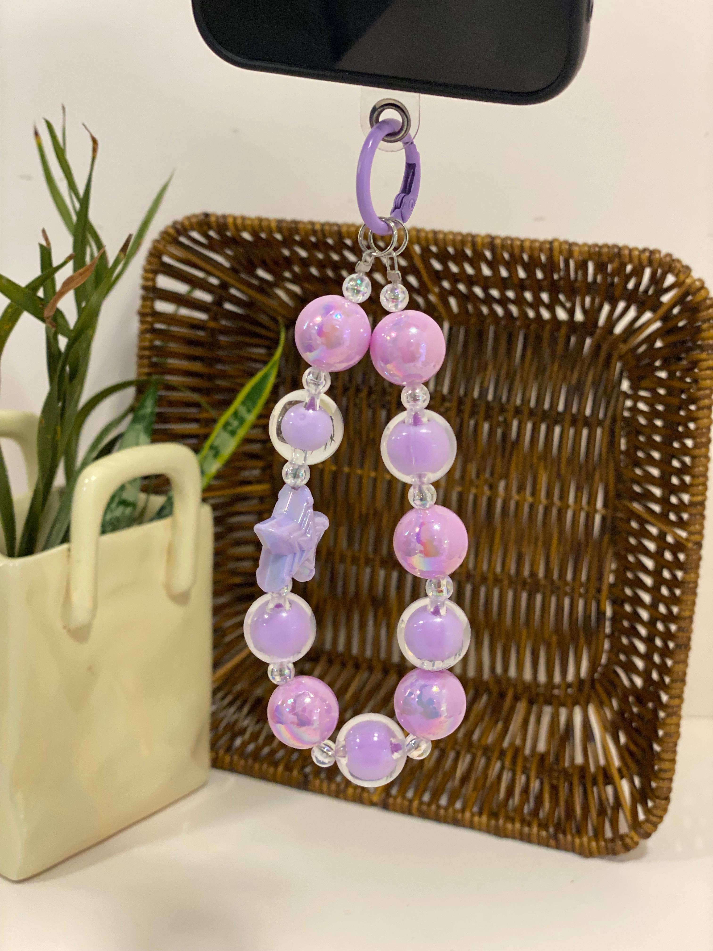Pastel Iridescent Beaded Phone Wristlet Lanyard