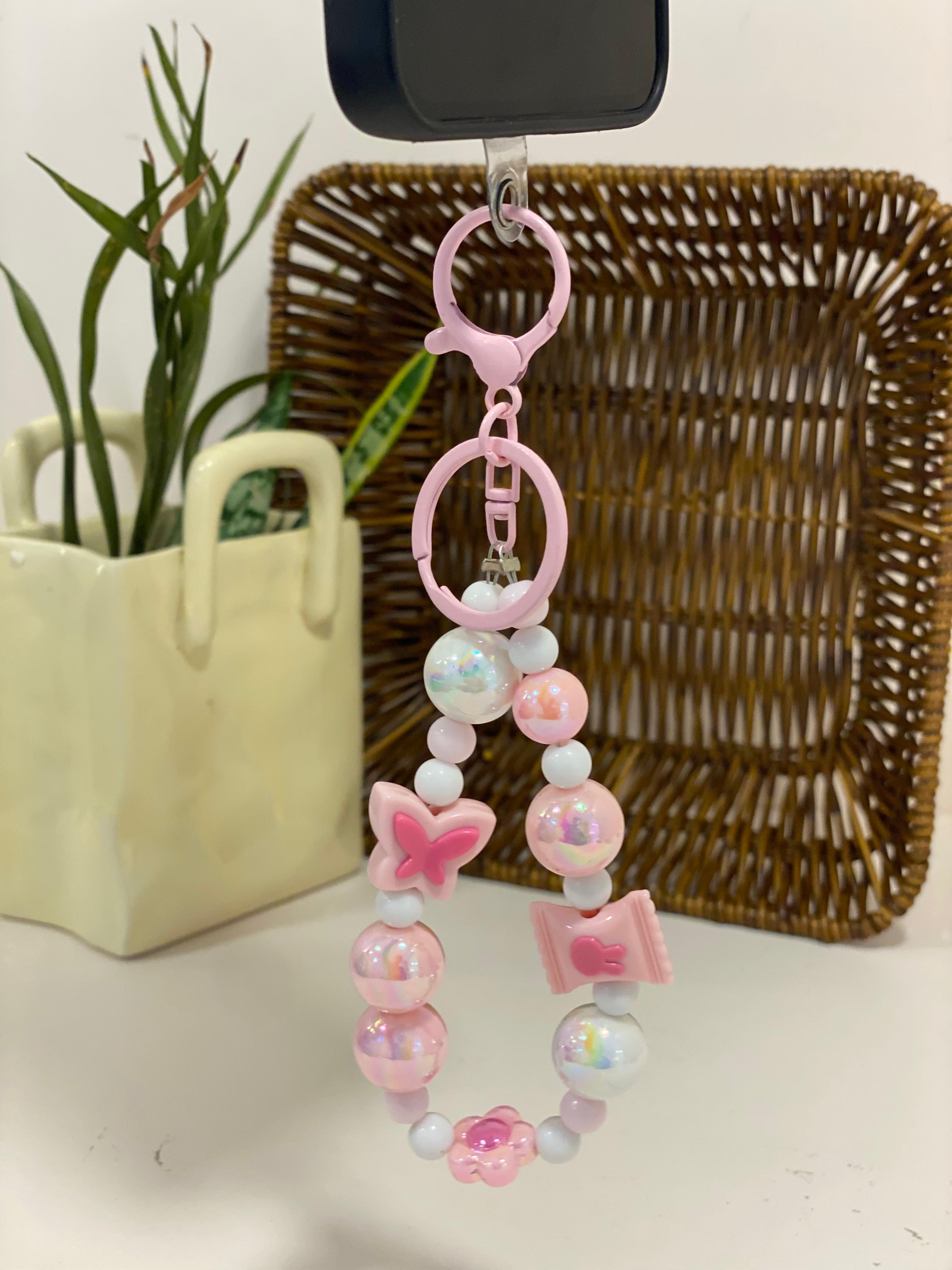 Kawaii Character & Charm Beaded Phone Lanyard