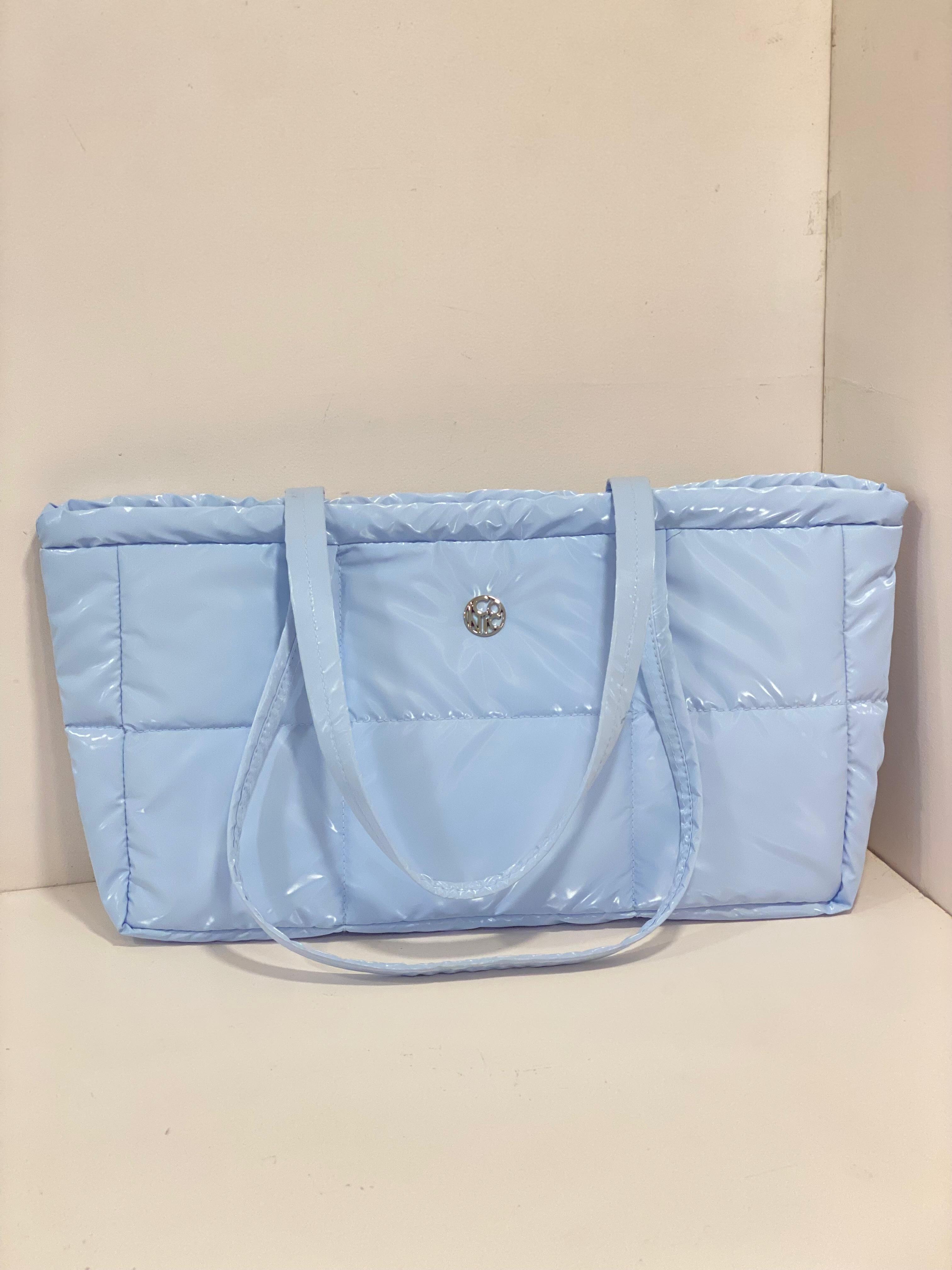 High-Shine Quilted Puffer Shoulder Tote Bag