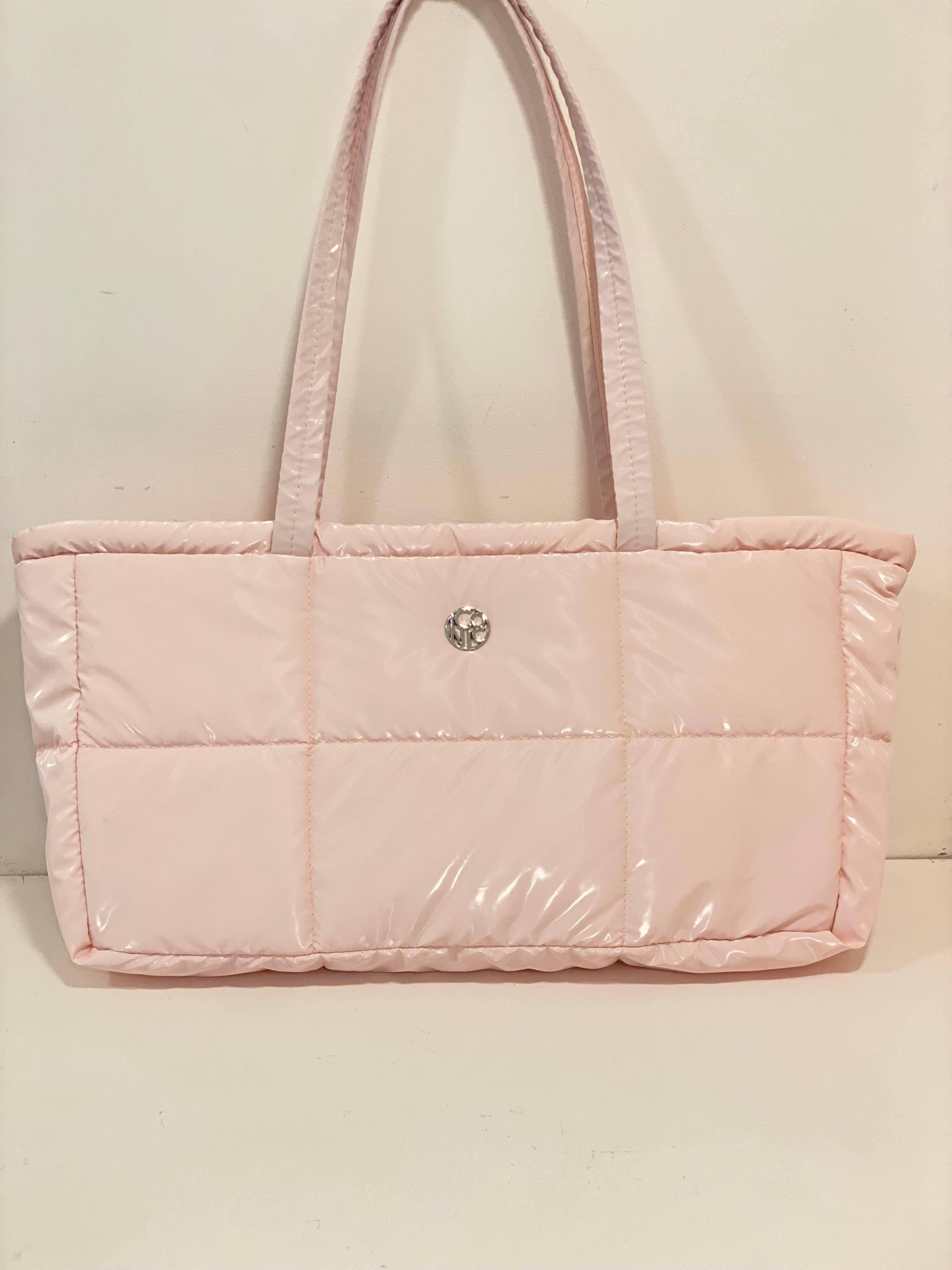 High-Shine Quilted Puffer Shoulder Tote Bag