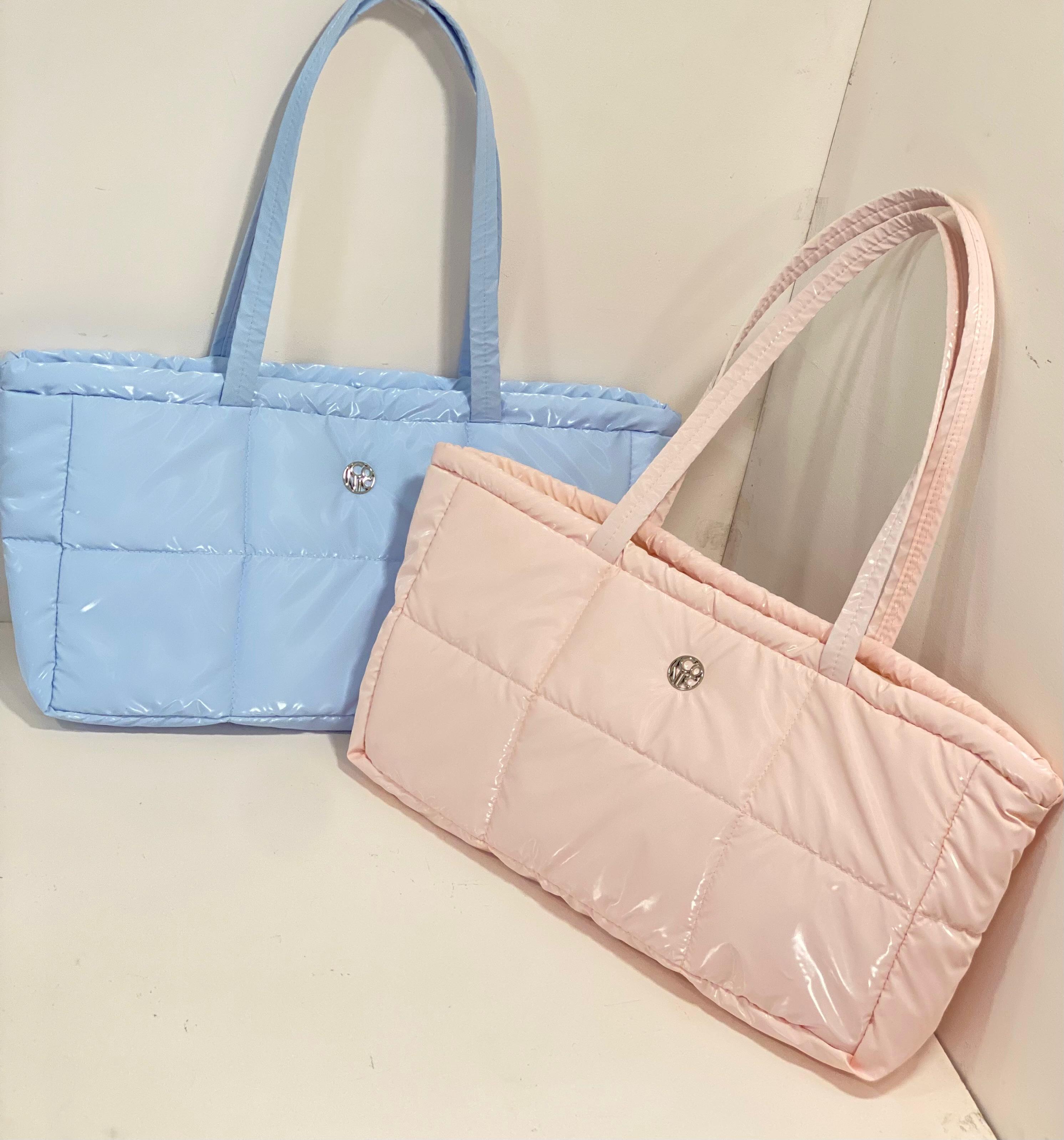 High-Shine Quilted Puffer Shoulder Tote Bag