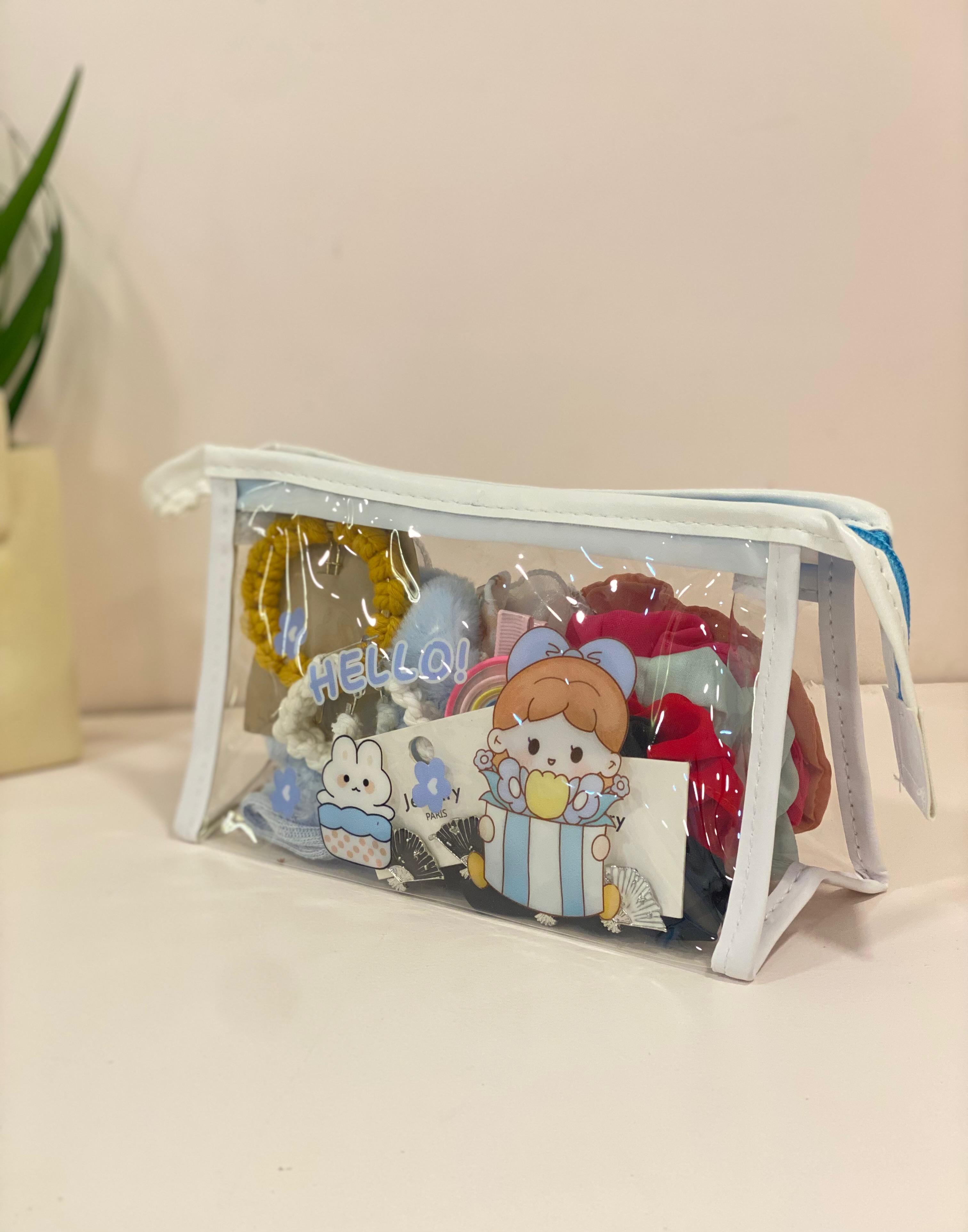 Kawaii Clear Accessory Pouch & Hair Jewelry Gift Set