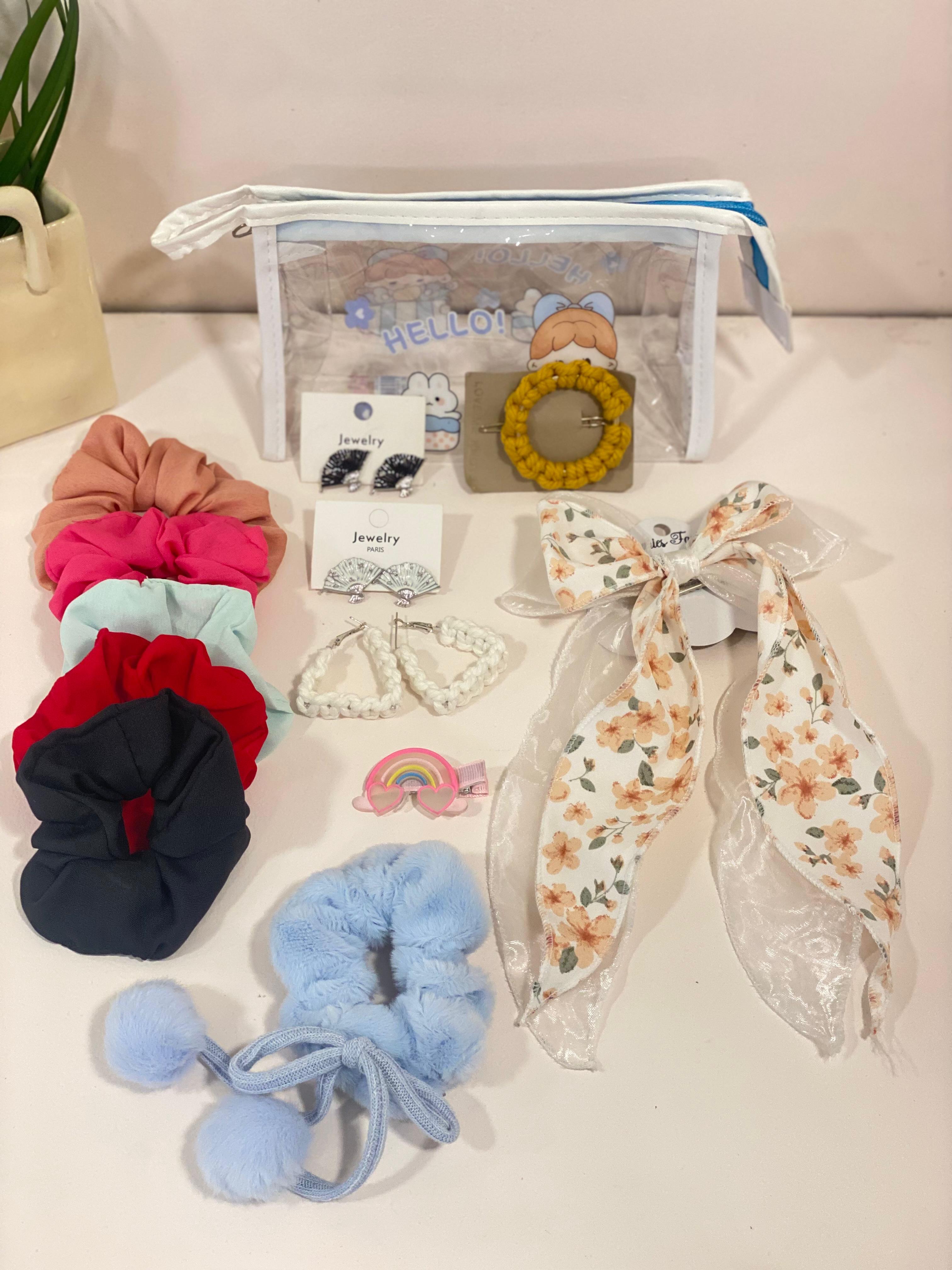 Kawaii Clear Accessory Pouch & Hair Jewelry Gift Set