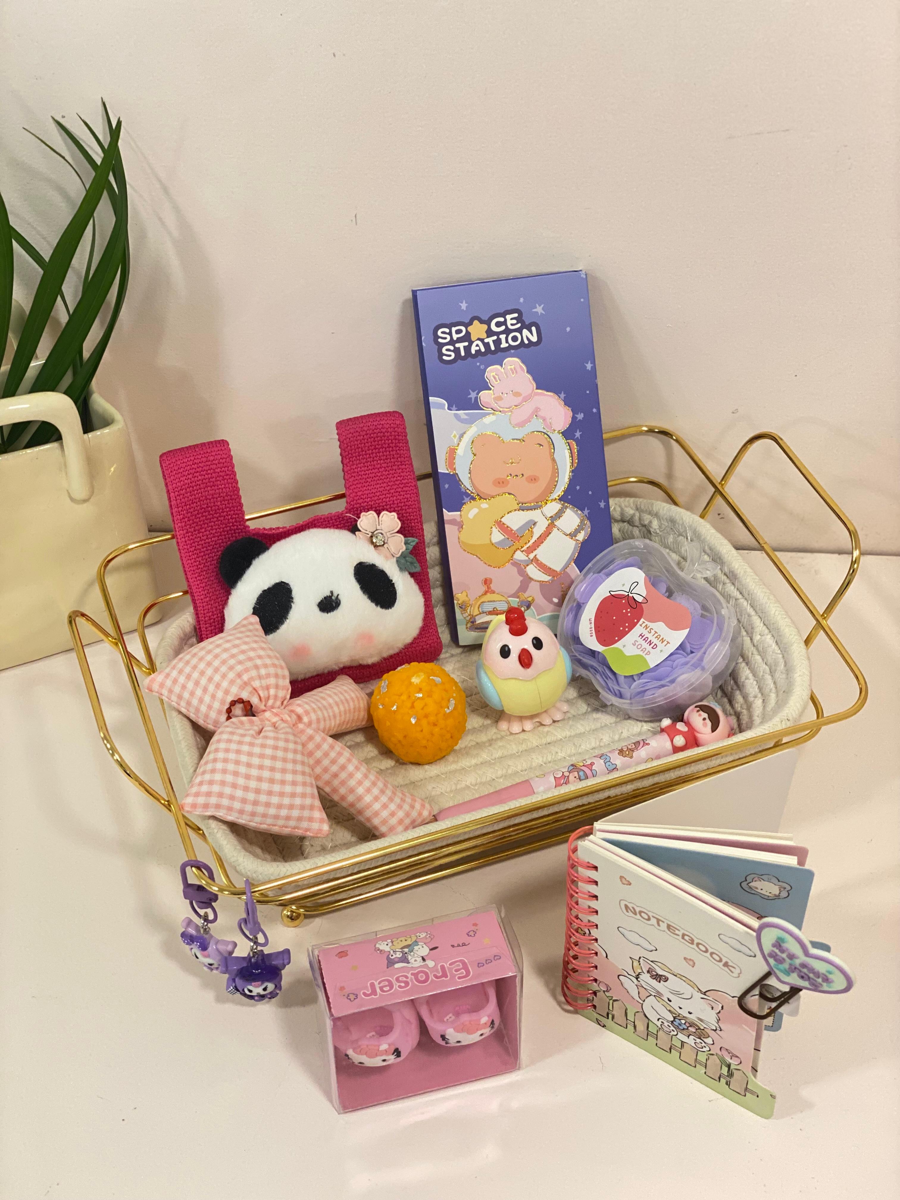 Kawaii Woven Basket Vanity & Stationery Gift Hamper