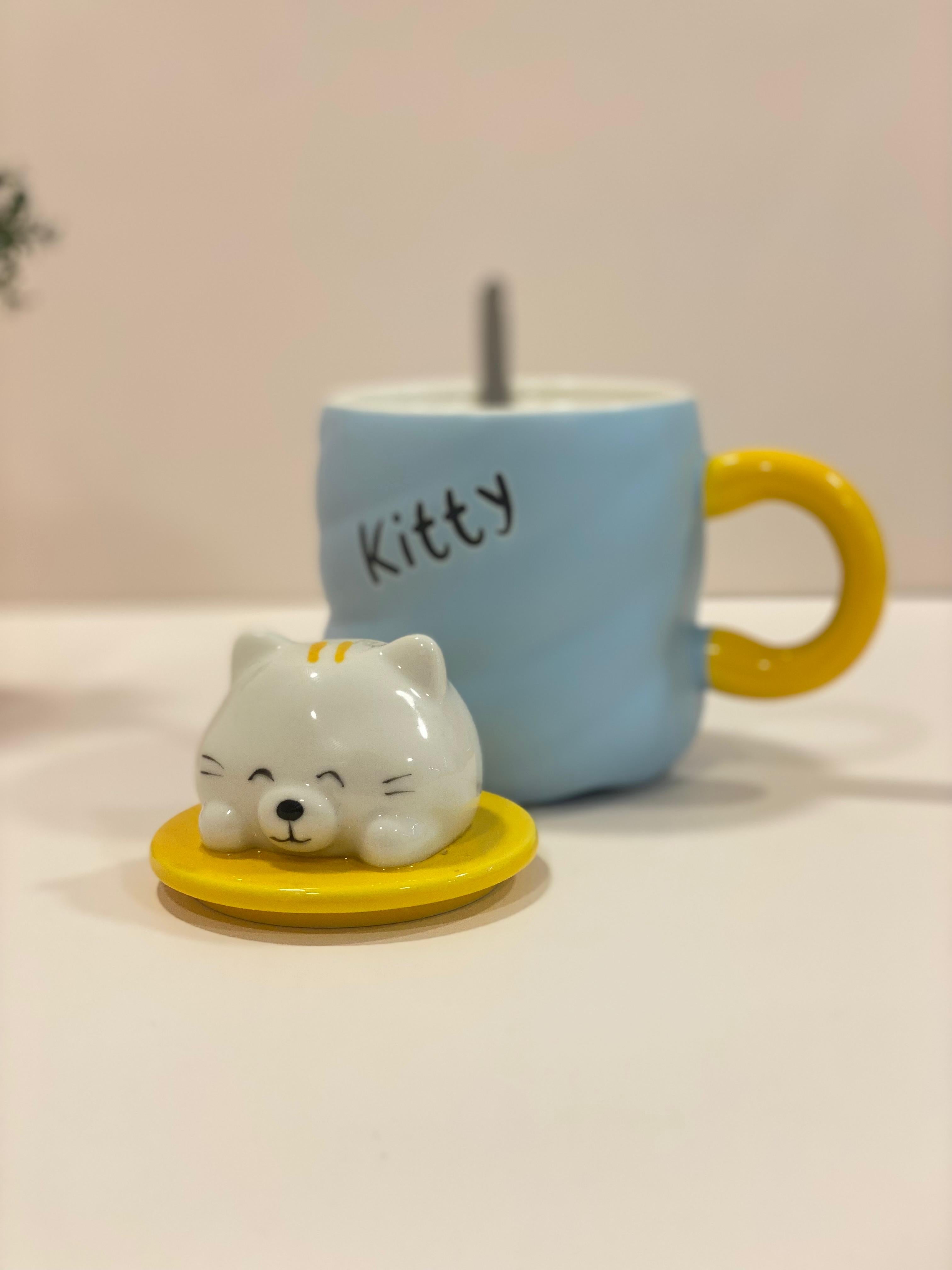 Cute Animal Ceramic Mug with 3D Lid – Puppy, Kitty & Bear Variants