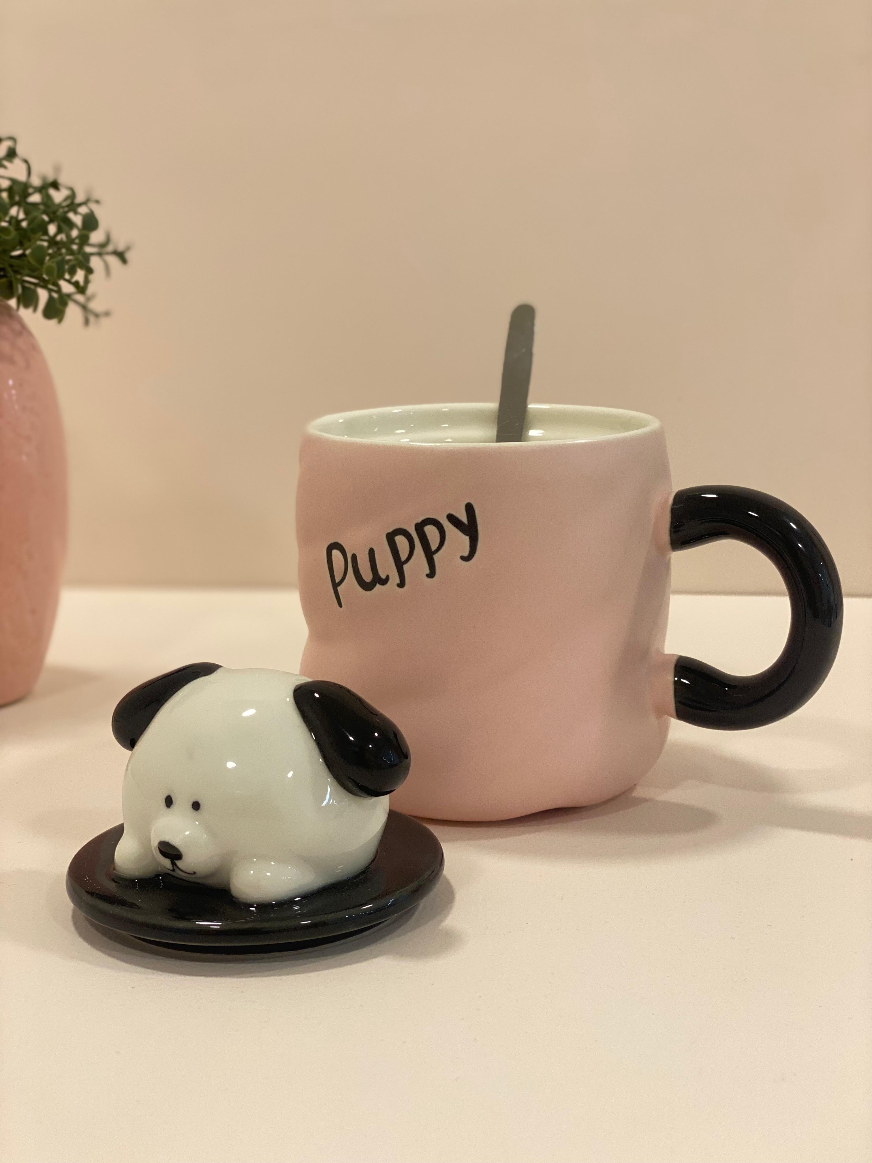 Cute Animal Ceramic Mug with 3D Lid – Puppy, Kitty & Bear Variants