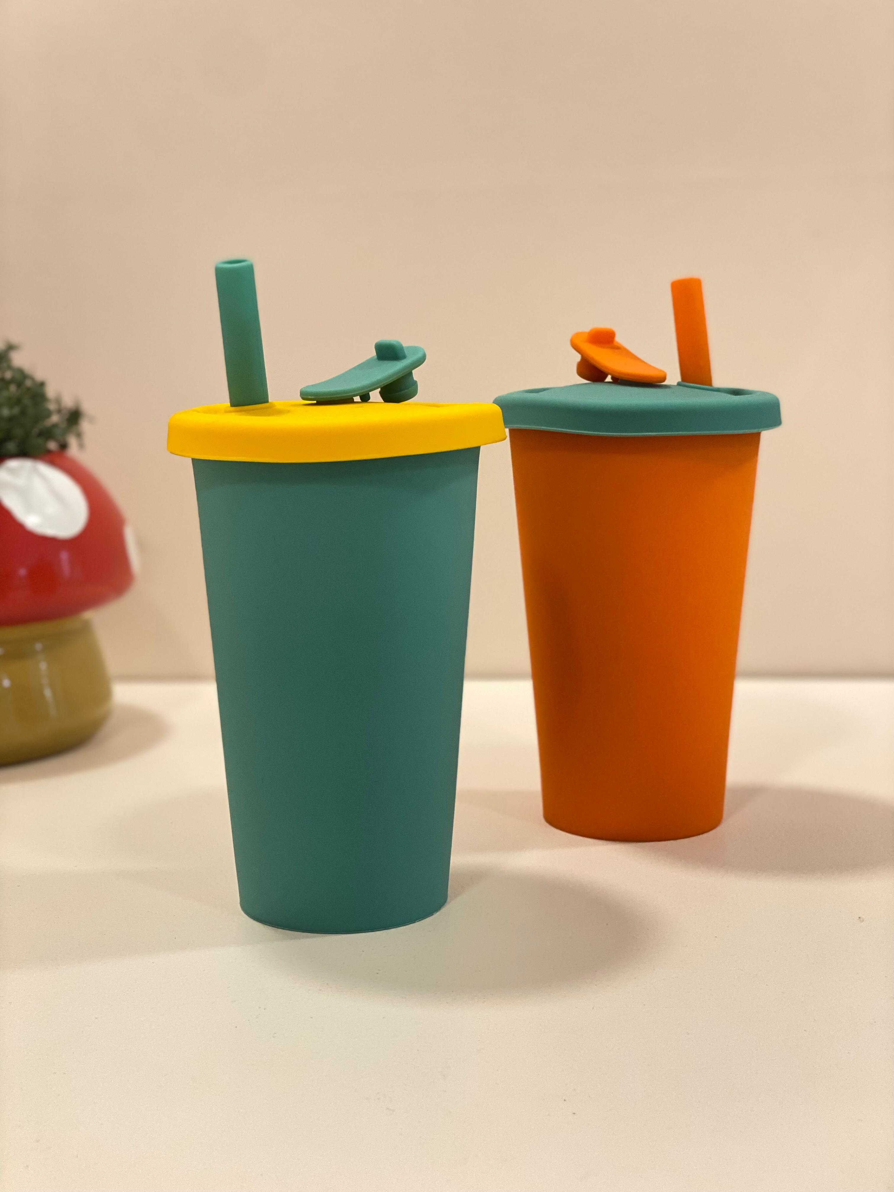 Silicone Reusable Straw Cup with Spill-Proof Lid – Eco-Friendly Drinking Tumbler for Kids & Adults