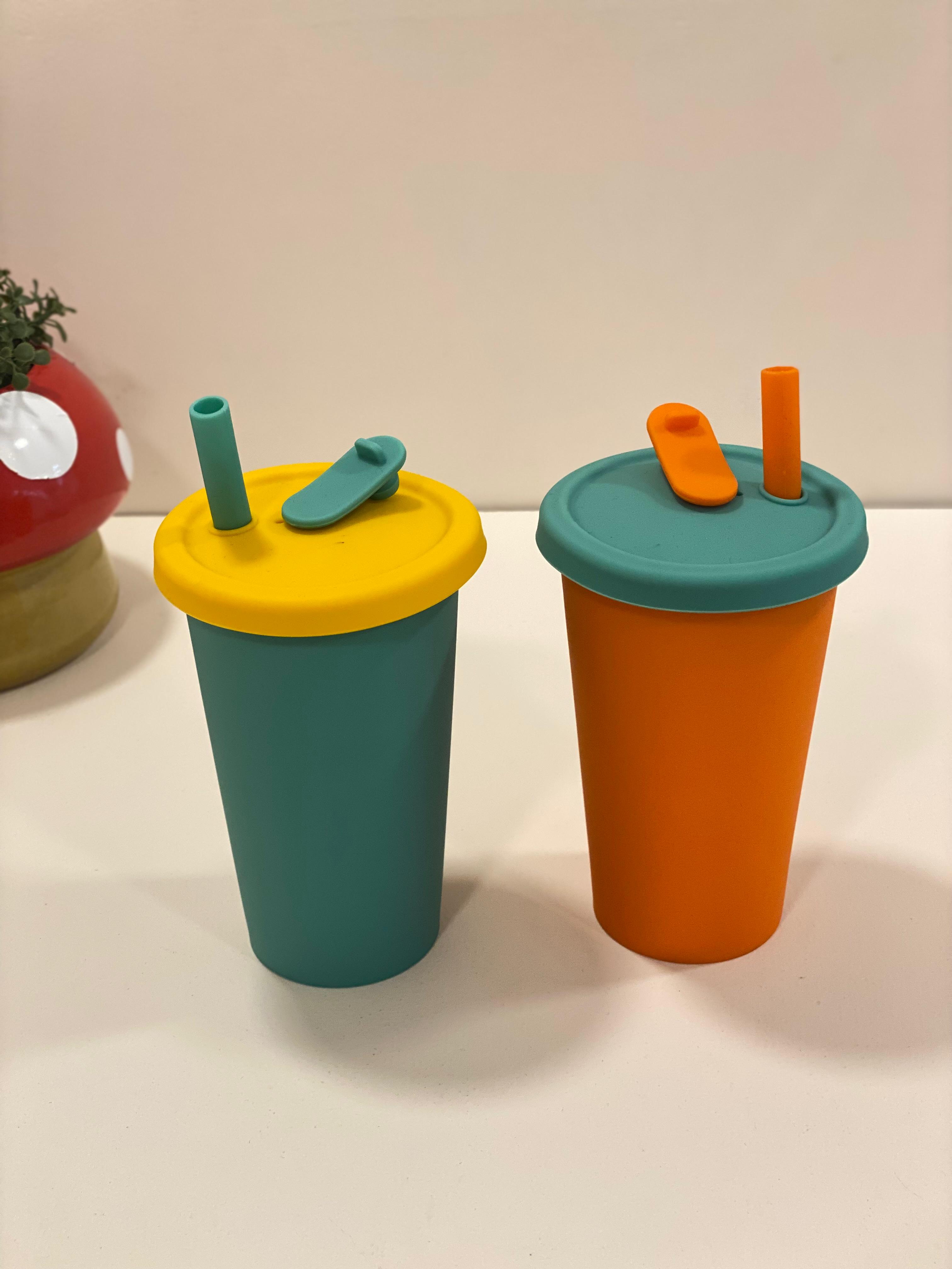 Silicone Reusable Straw Cup with Spill-Proof Lid – Eco-Friendly Drinking Tumbler for Kids & Adults