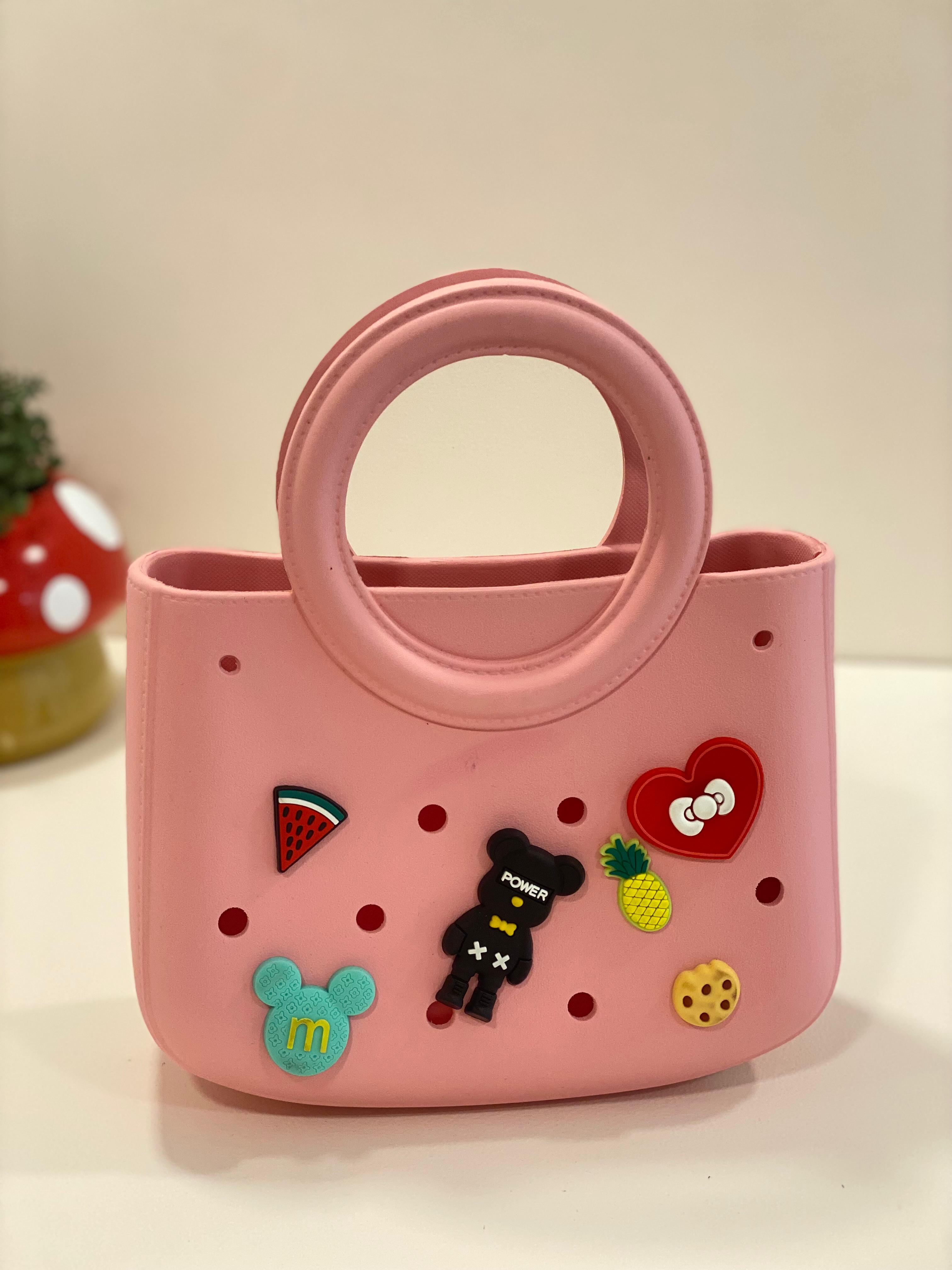 Cute Silicone Charm Bag – Soft Waterproof Handbag with Removable Decorative Pins
