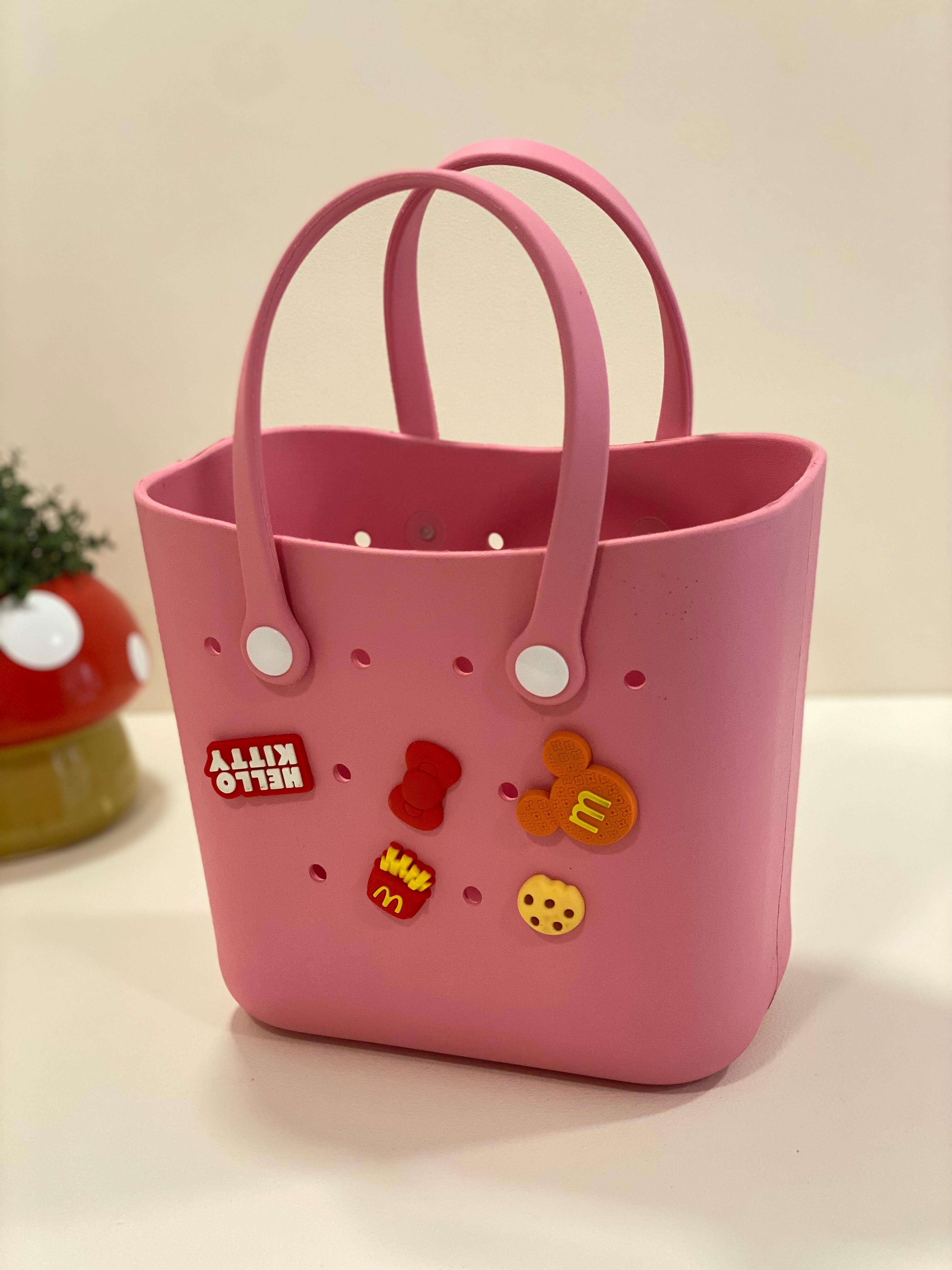 Cute Jelly Tote Bag – Waterproof Soft Rubber Handbag with Decorative Charms