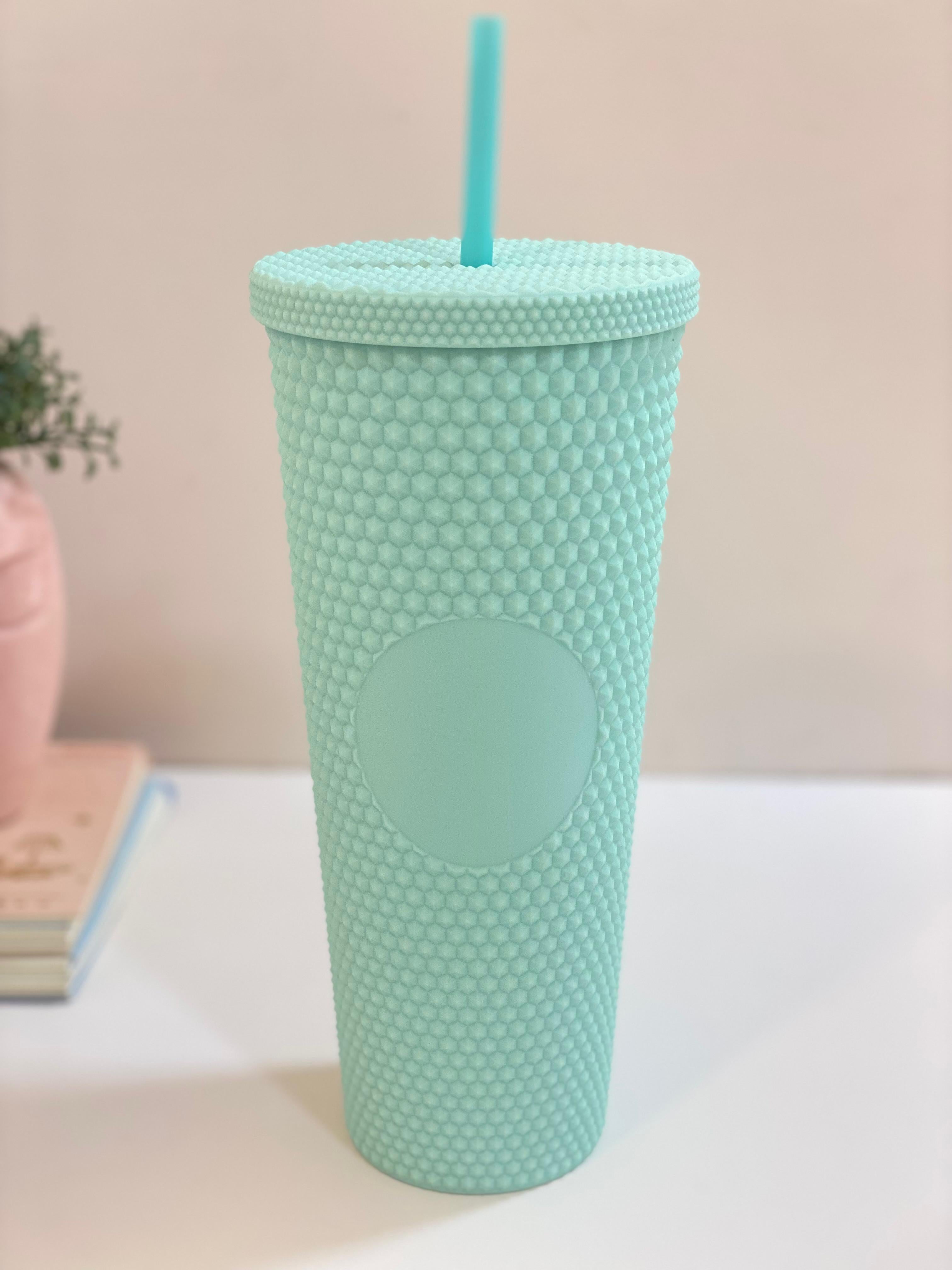 Textured Reusable Tumbler with Straw – Pastel Insulated Drink Cup