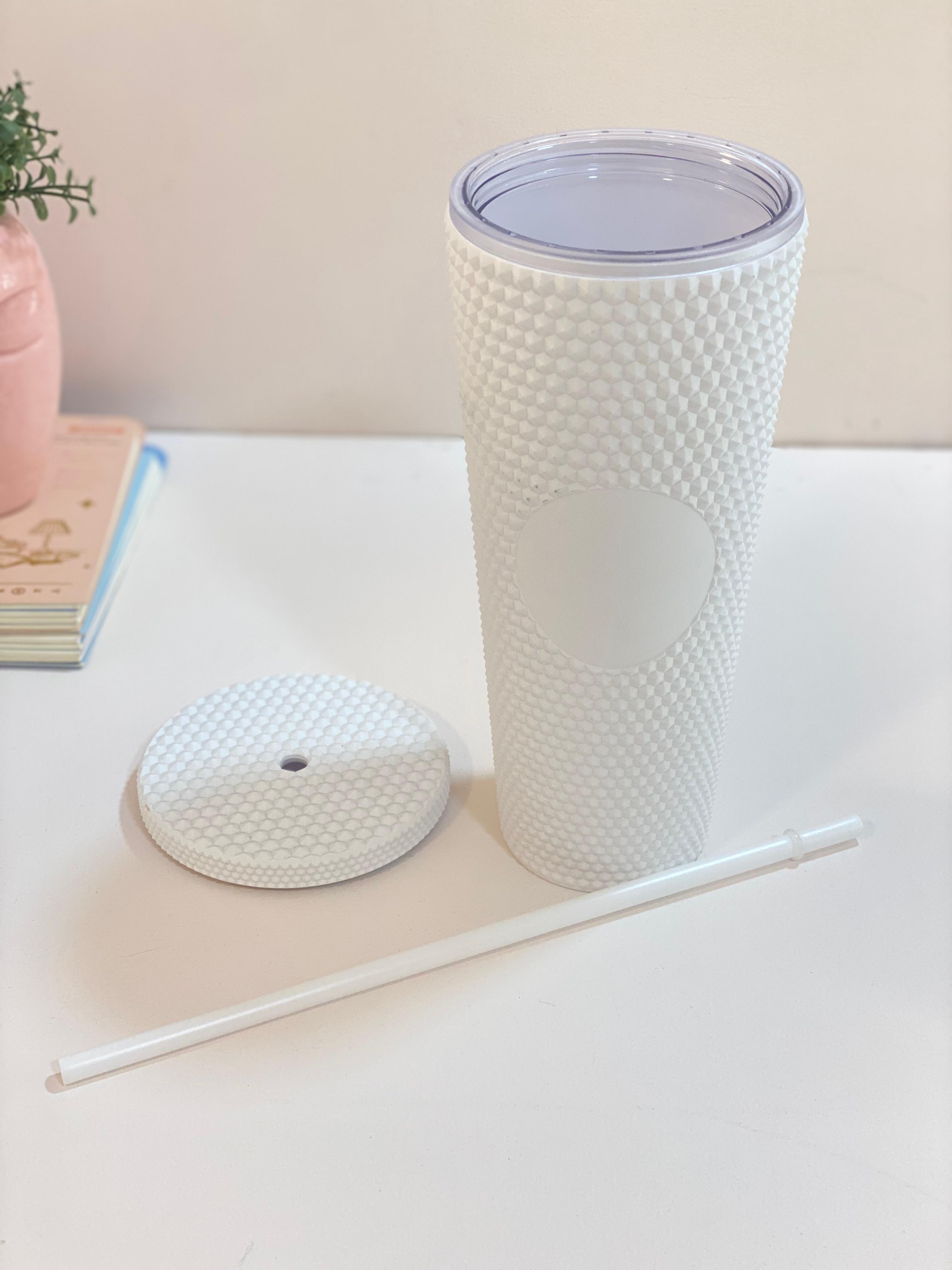 Textured Reusable Tumbler with Straw – Pastel Insulated Drink Cup