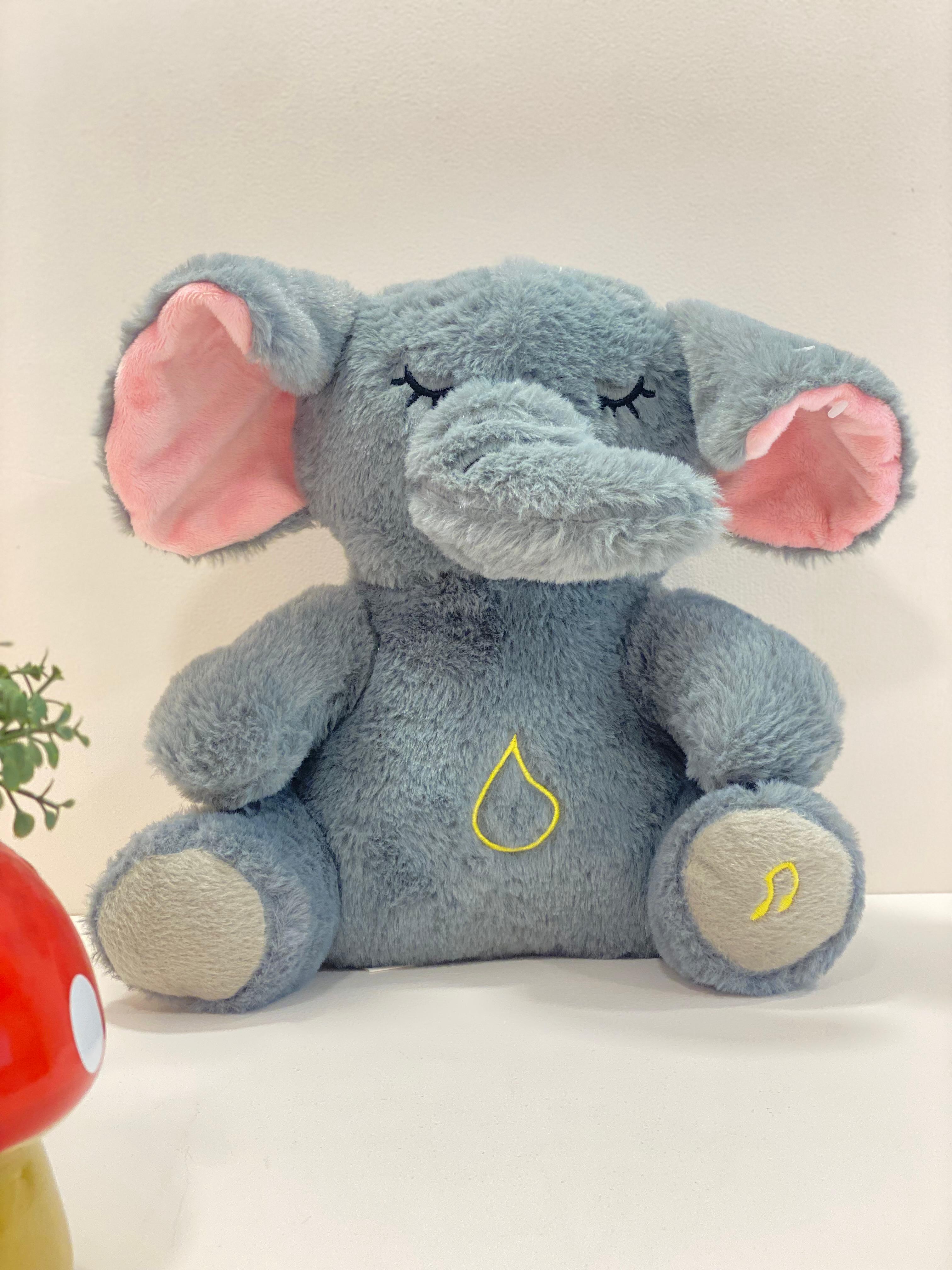 Soft Grey Elephant Plush Toy with Pink Ears – Calming & Cuddly Companion