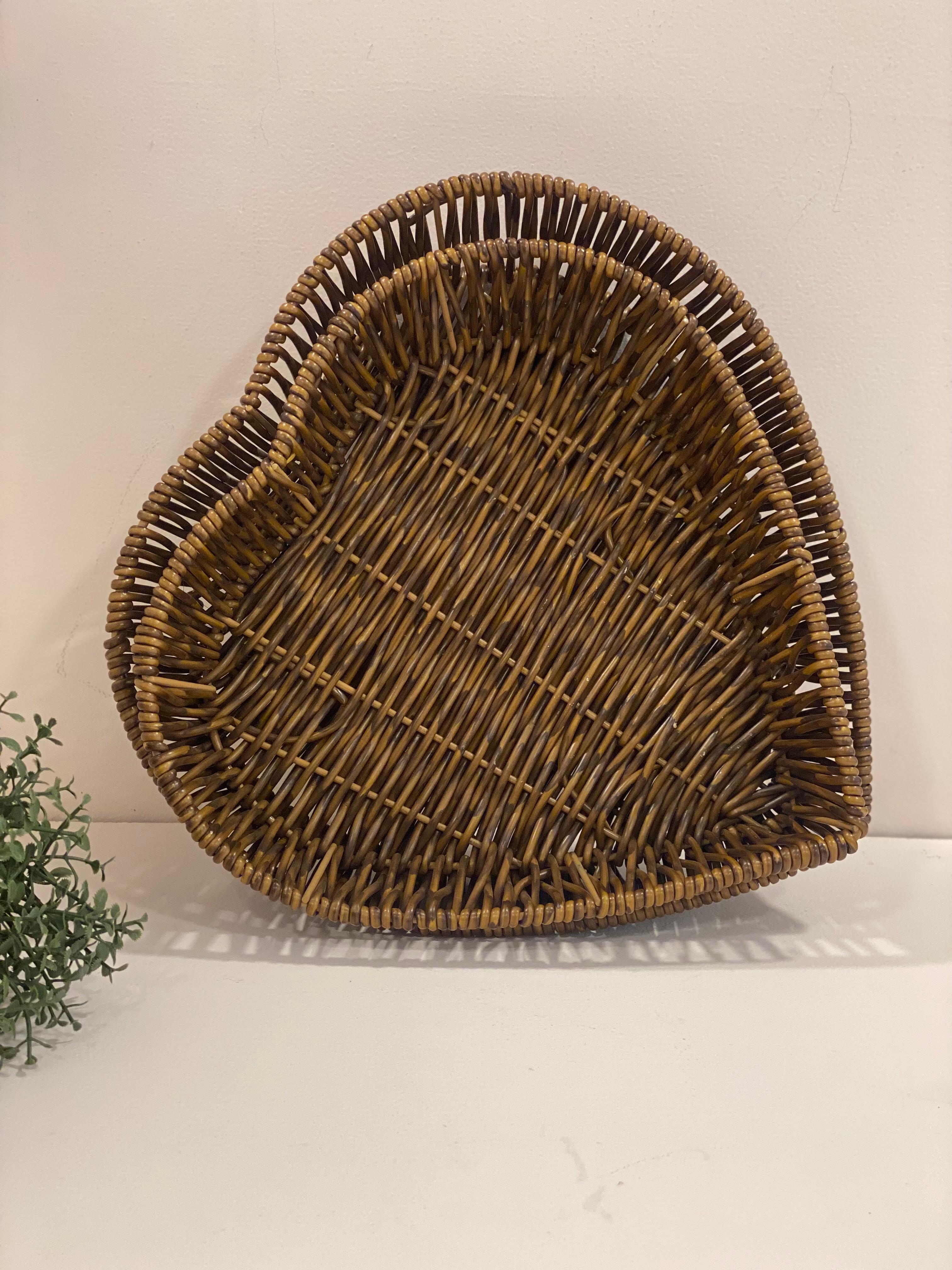 Handwoven Cane Storage Basket with Lid – Heart & Square Design