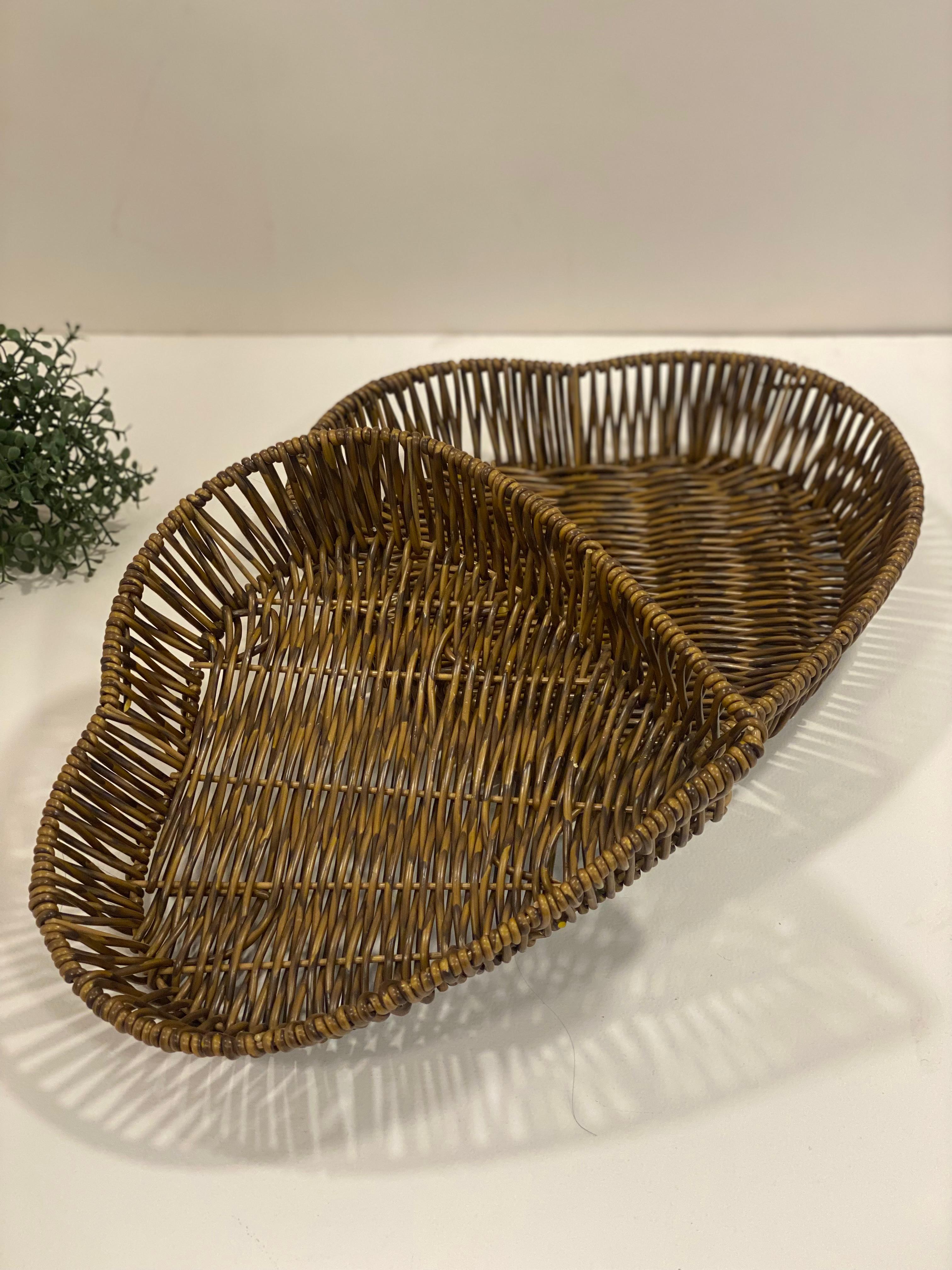 Handwoven Cane Storage Basket with Lid – Heart & Square Design