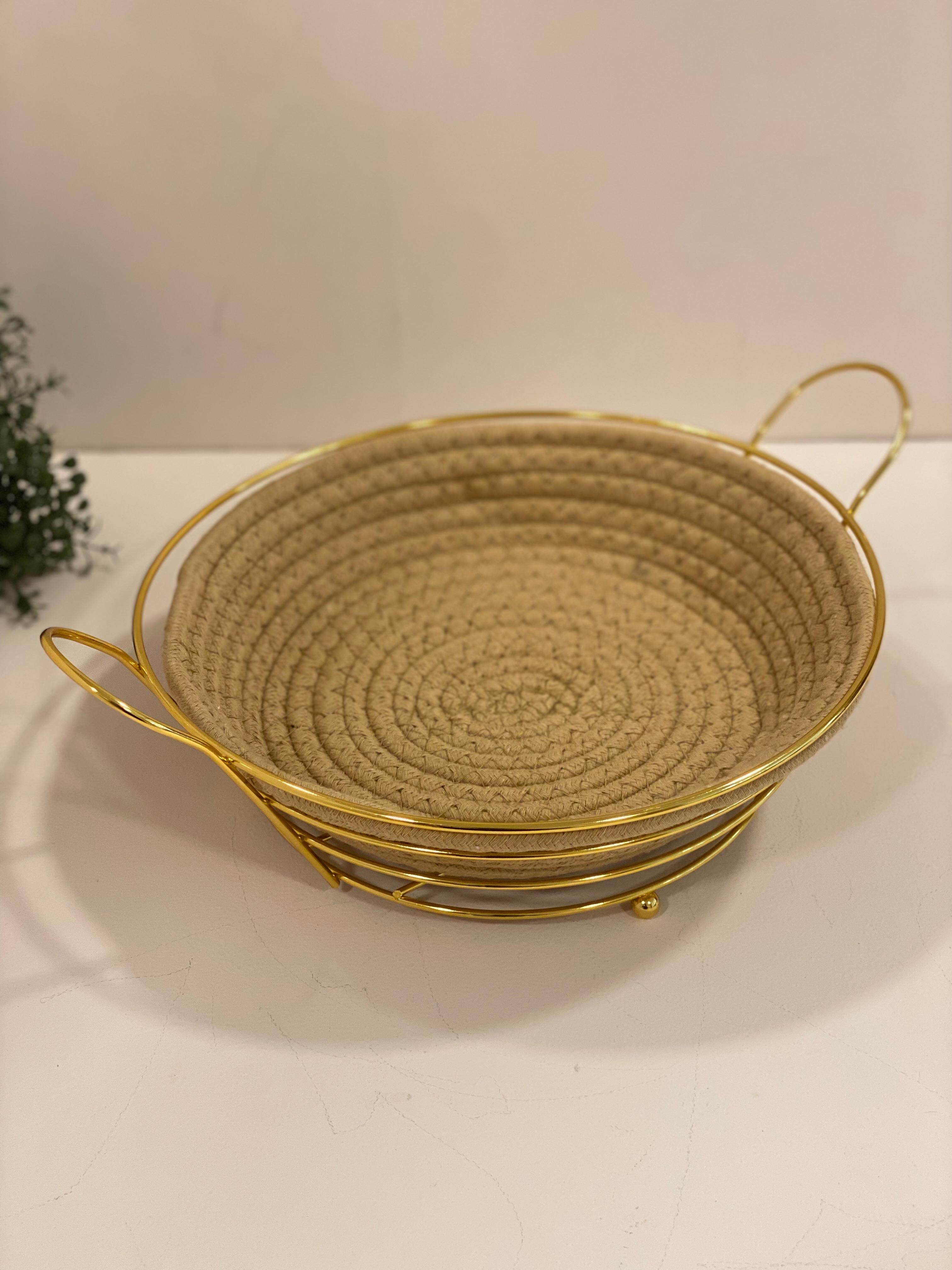 Handwoven Cane Storage Baskets with Gold Metal Frame – Heart & Square Shapes