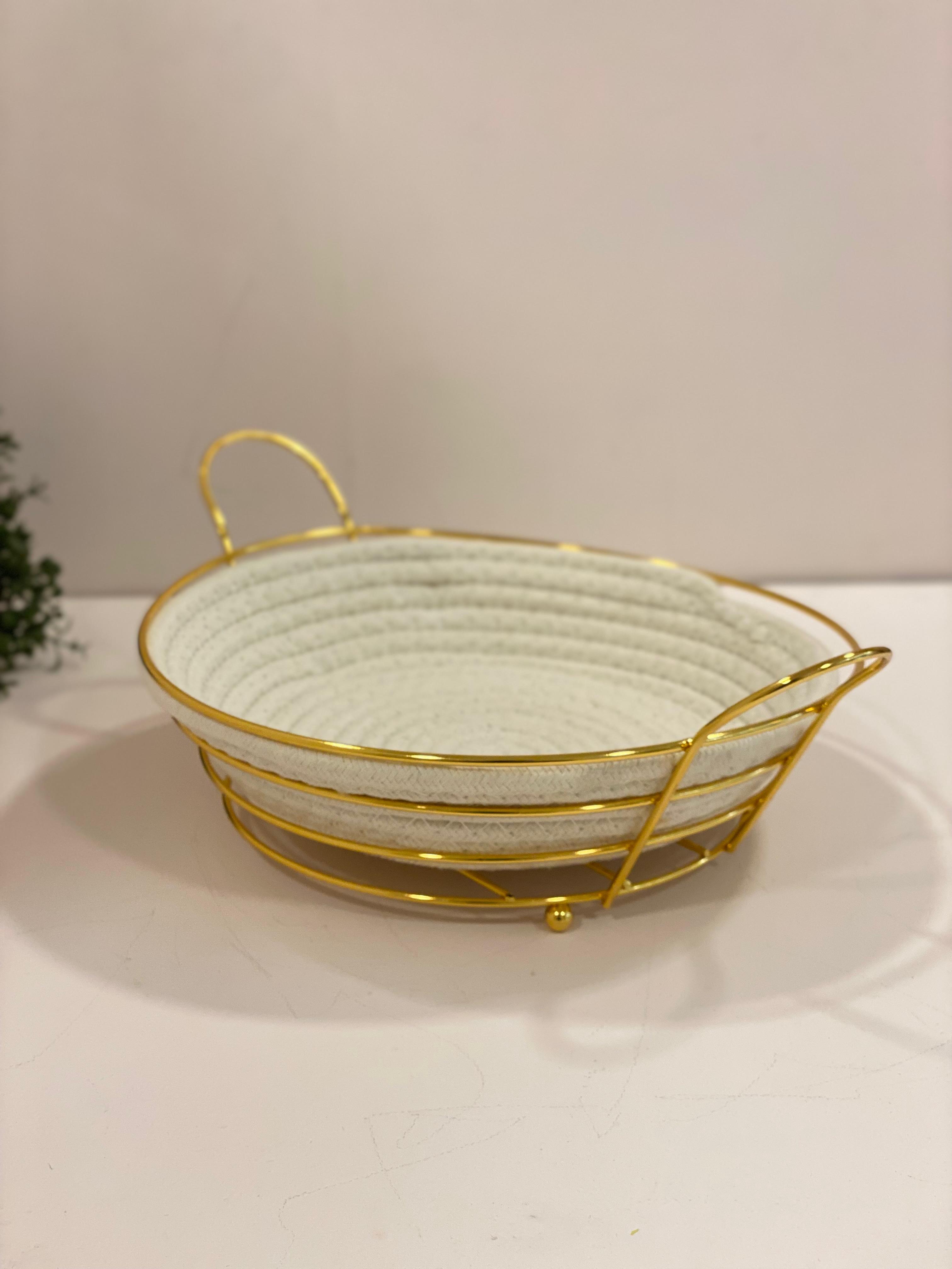 Handwoven Cane Storage Baskets with Gold Metal Frame – Heart & Square Shapes