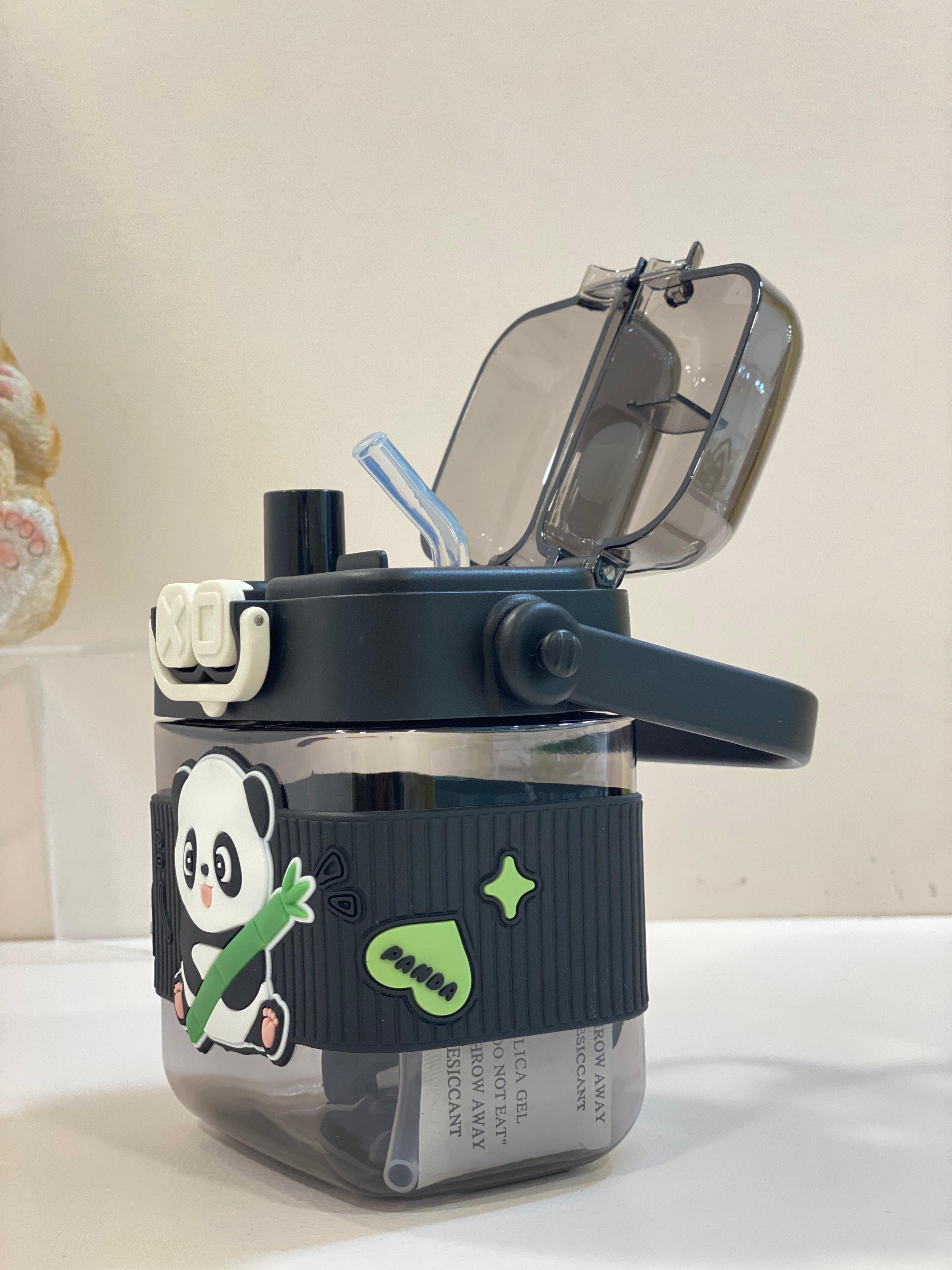 Cute Panda Kids Water Bottle with Strap | Leak-Proof Sipper Bottle for School & Travel