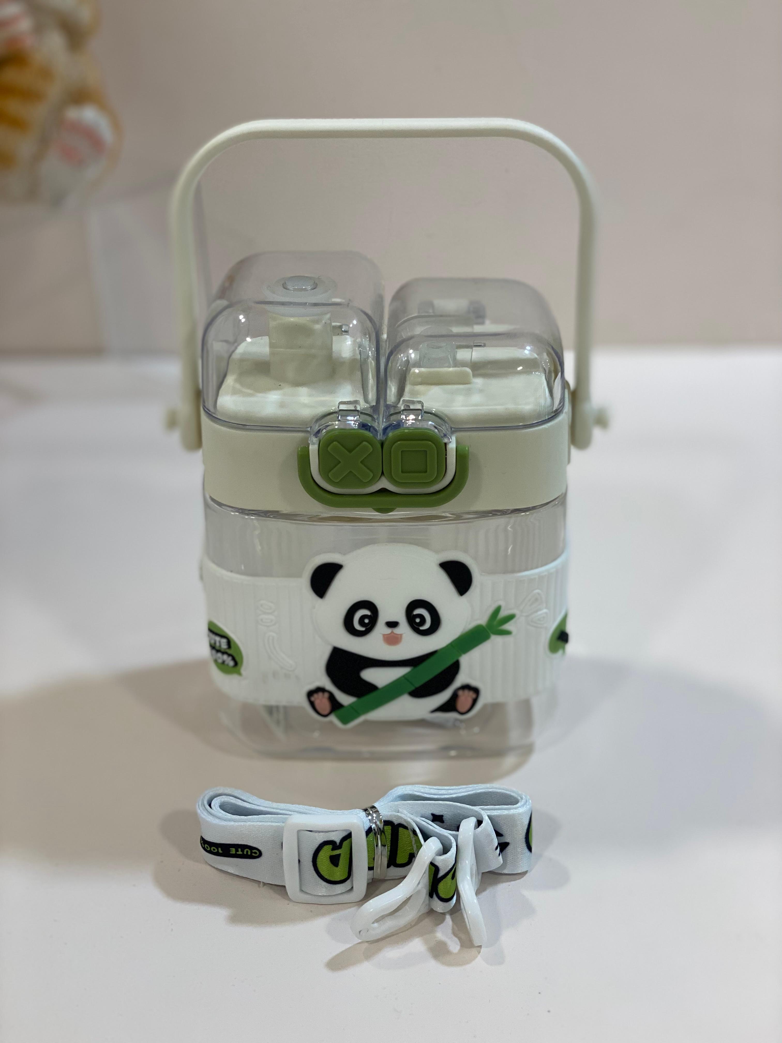 Cute Panda Kids Water Bottle with Strap | Leak-Proof Sipper Bottle for School & Travel