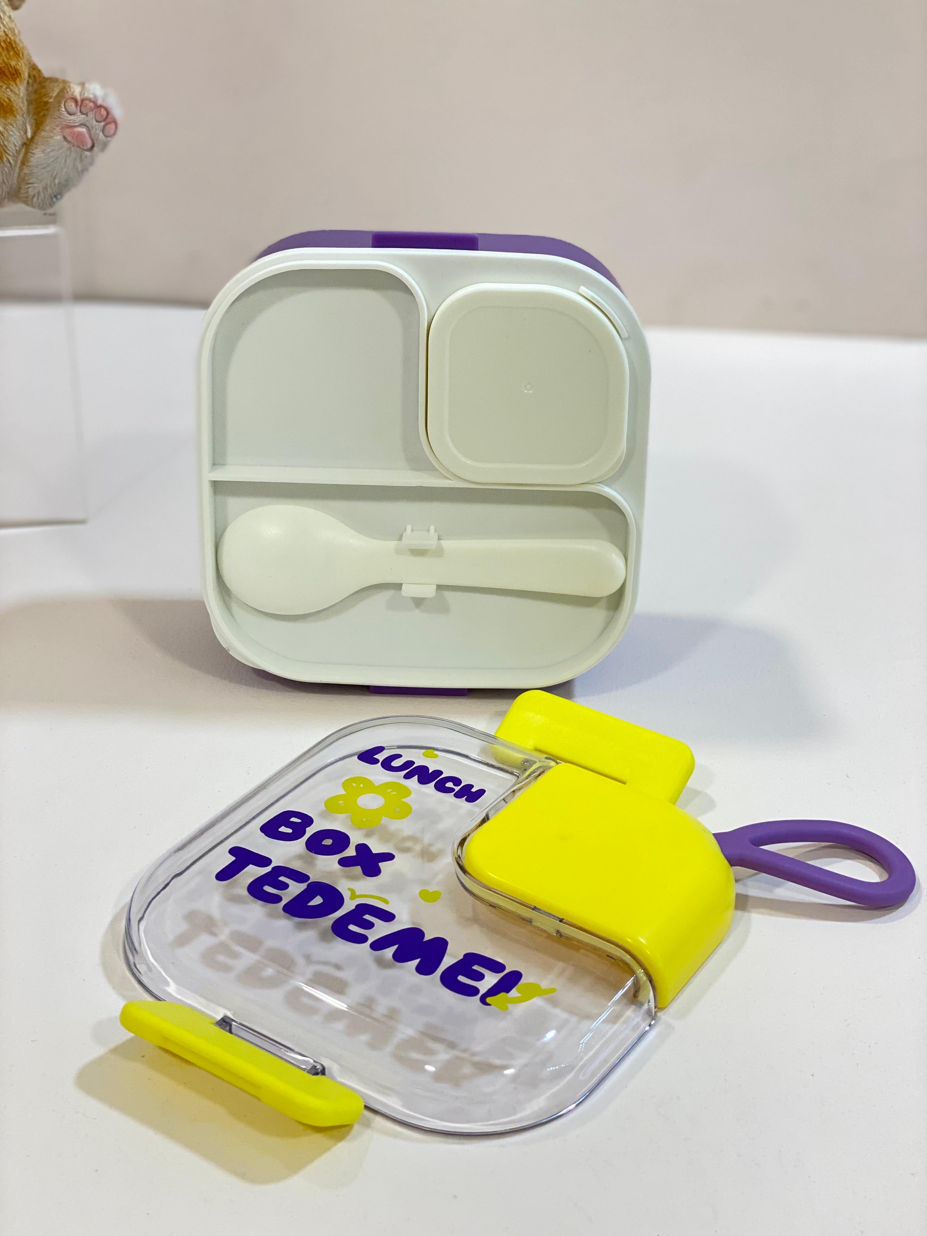 Kids Compact Lunch Box with Spoon & Leak-Resistant Lid | Cute School Lunch Box for Toddlers & Kids