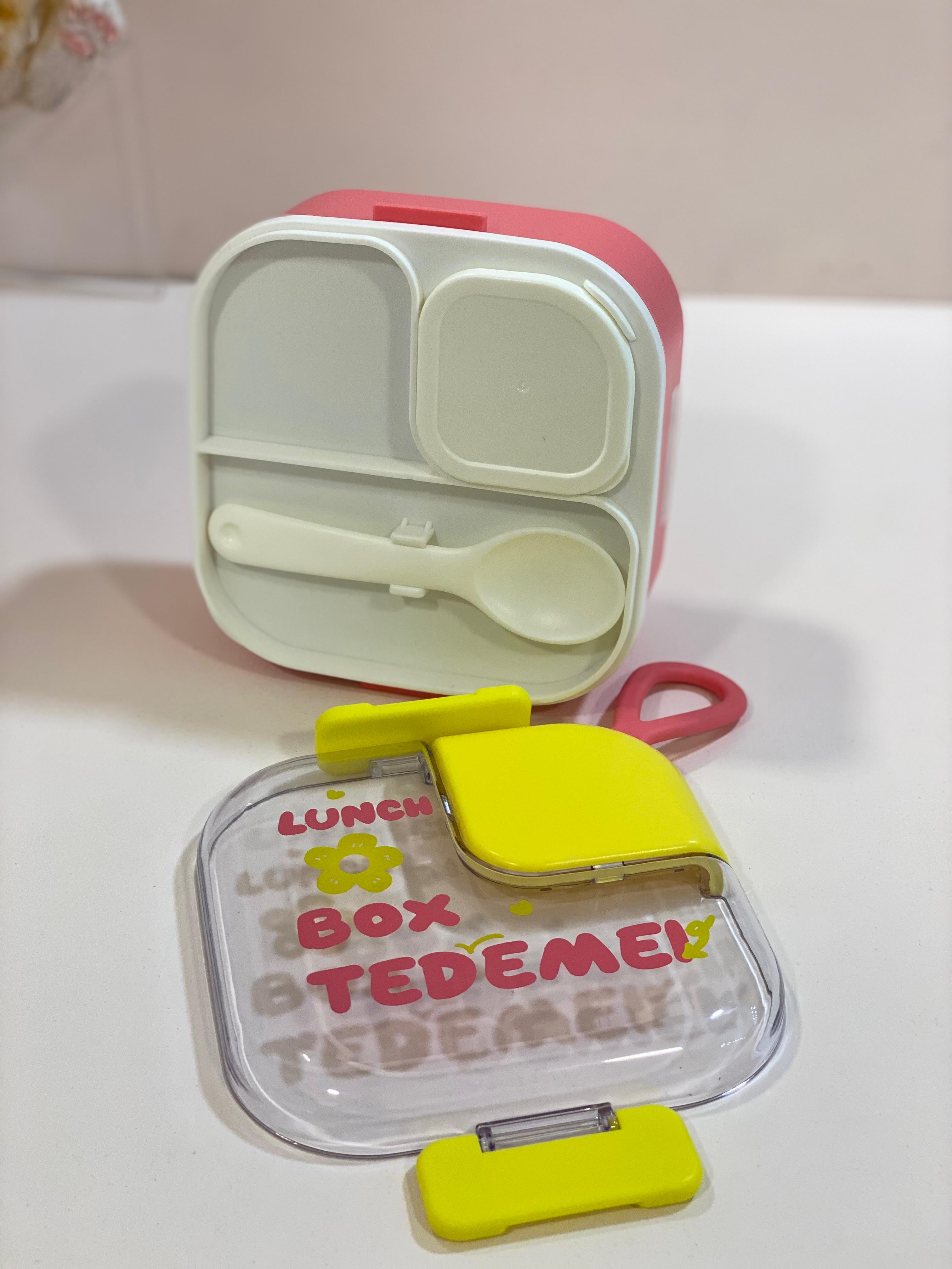 Kids Compact Lunch Box with Spoon & Leak-Resistant Lid | Cute School Lunch Box for Toddlers & Kids