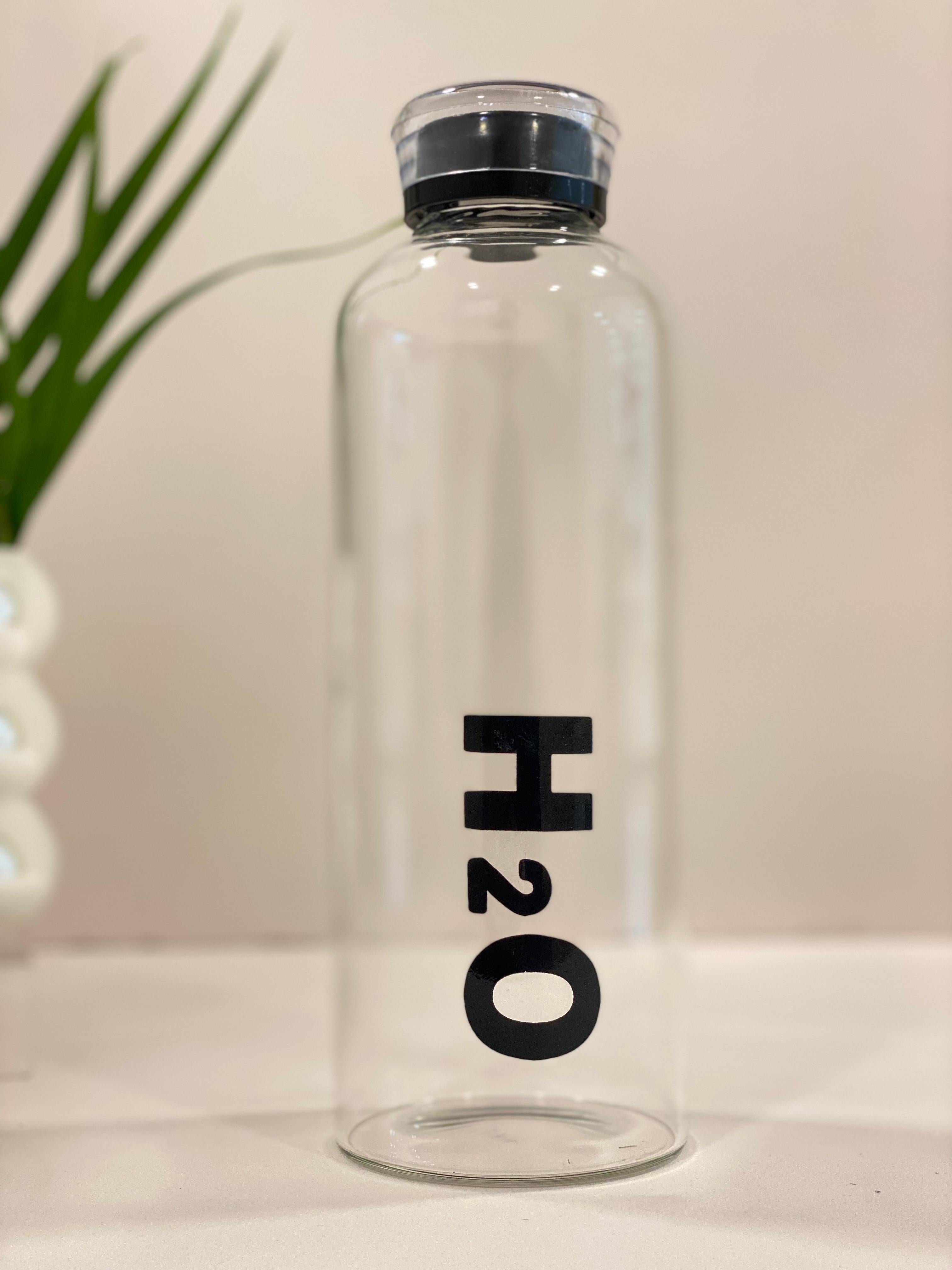 H2O Glass Water Bottle with Leakproof Lid – Reusable Transparent Drinking Bottle for Gym, Office & Travel