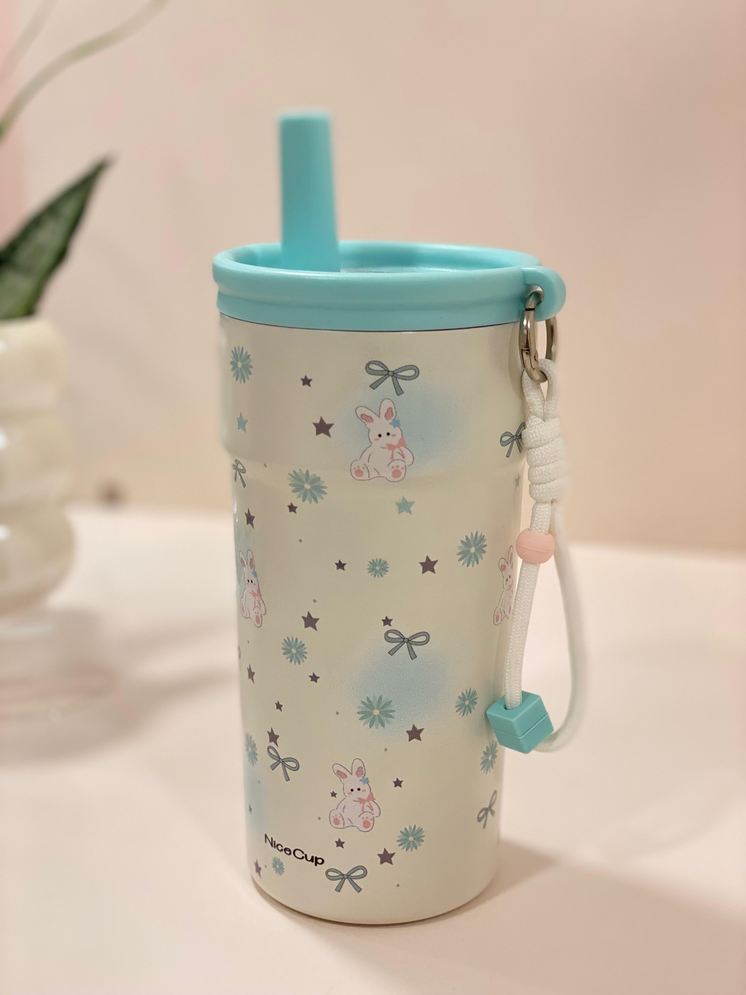 Cute Insulated Stainless Steel Tumbler with Straw & Infuser  | Hot & Cold Travel Cup