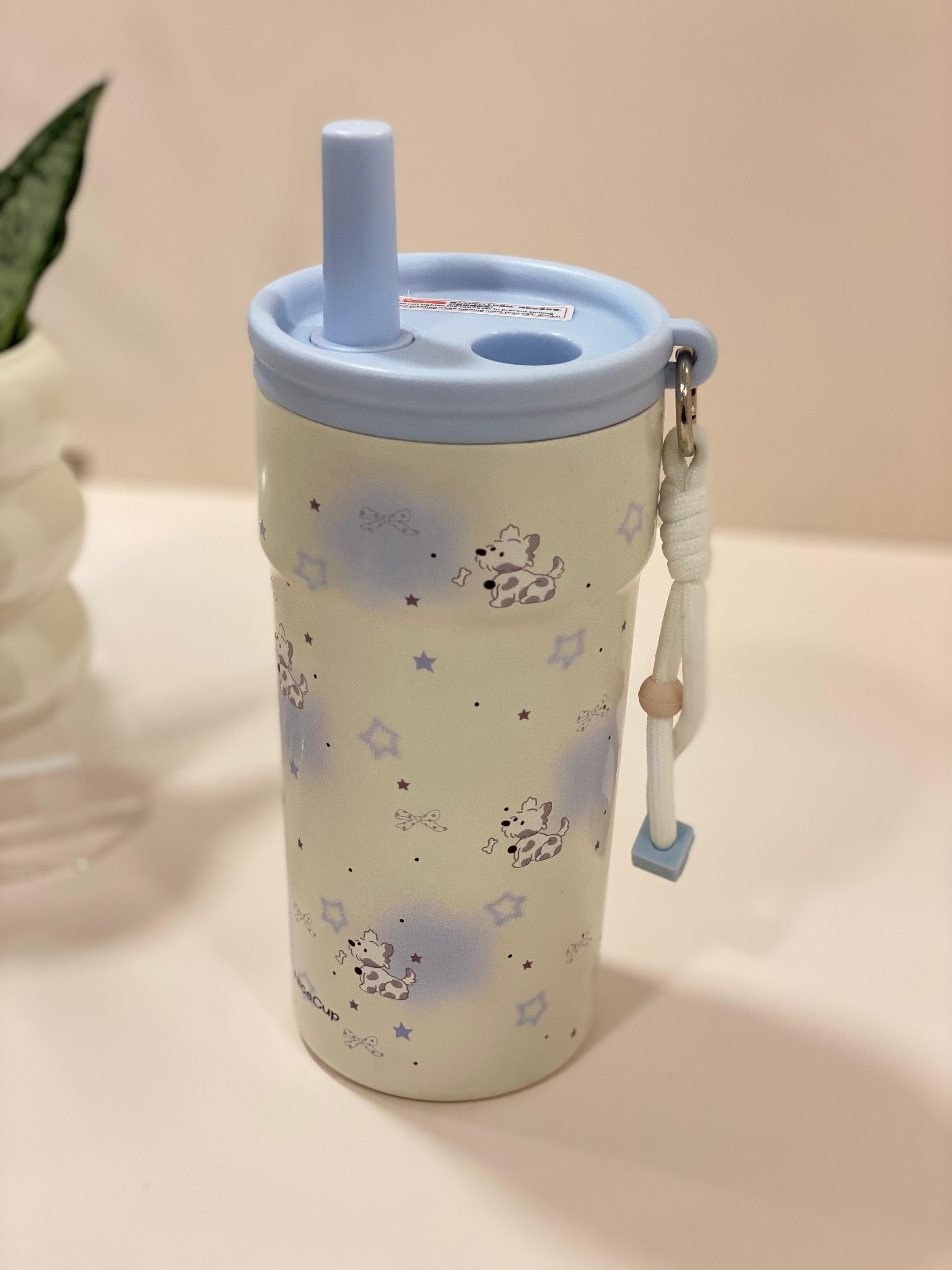 Cute Insulated Stainless Steel Tumbler with Straw & Infuser  | Hot & Cold Travel Cup