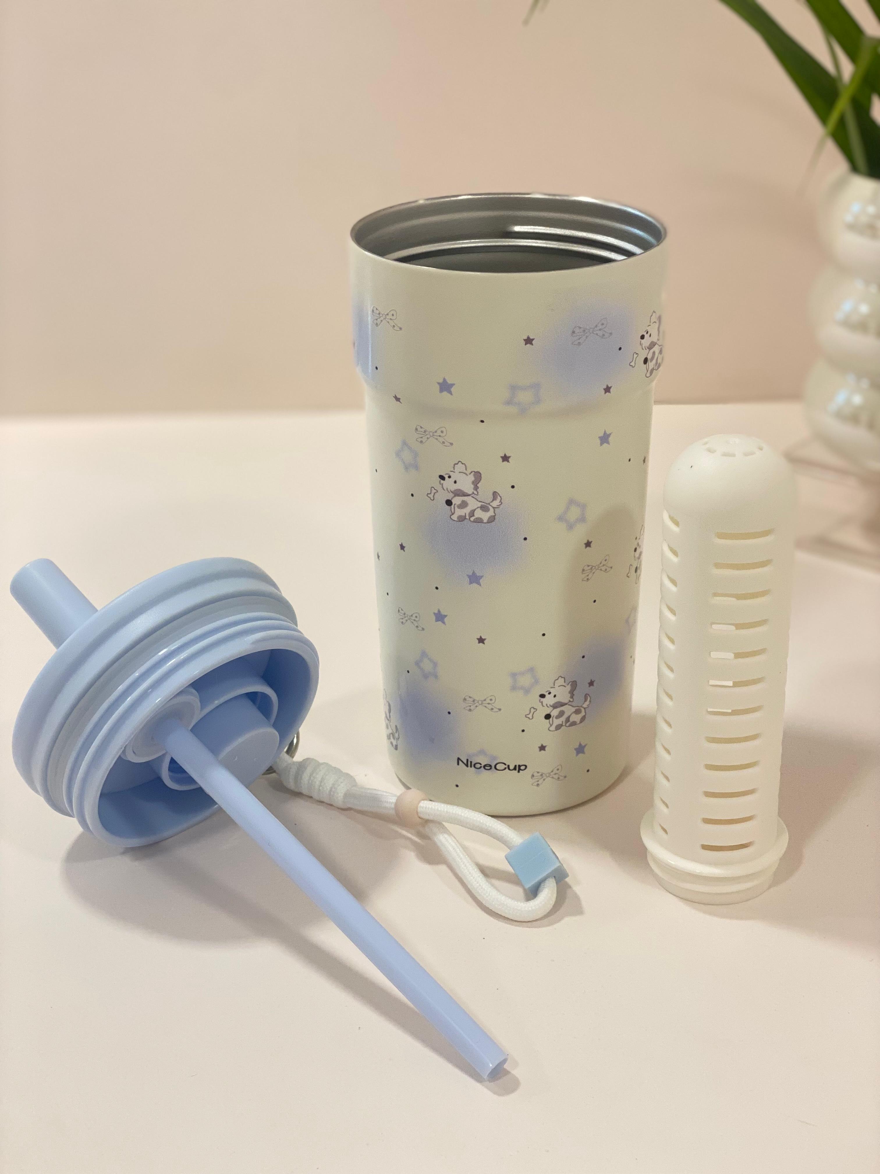 Cute Insulated Stainless Steel Tumbler with Straw & Infuser  | Hot & Cold Travel Cup