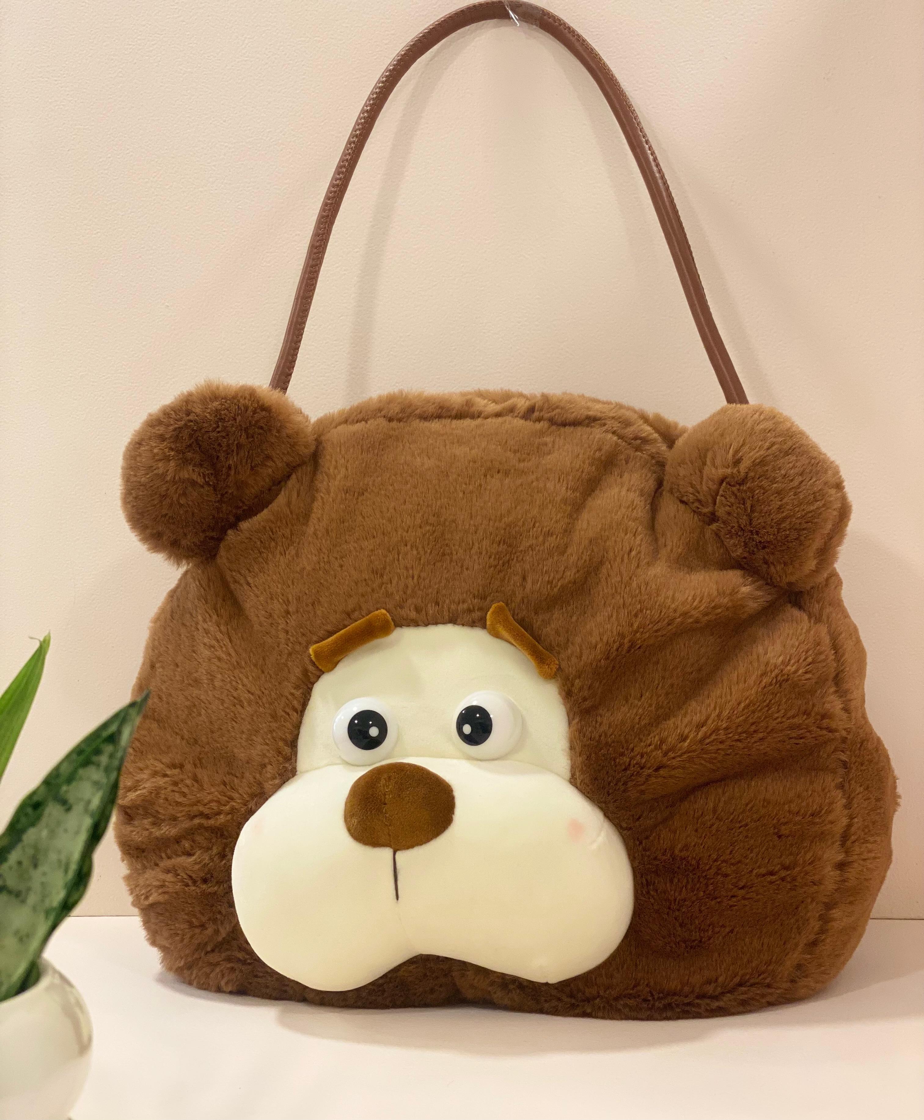 Cute Plush Animal Shoulder Bag for Women & Girls – Soft Teddy Bear & Panda Faux Fur Handbag