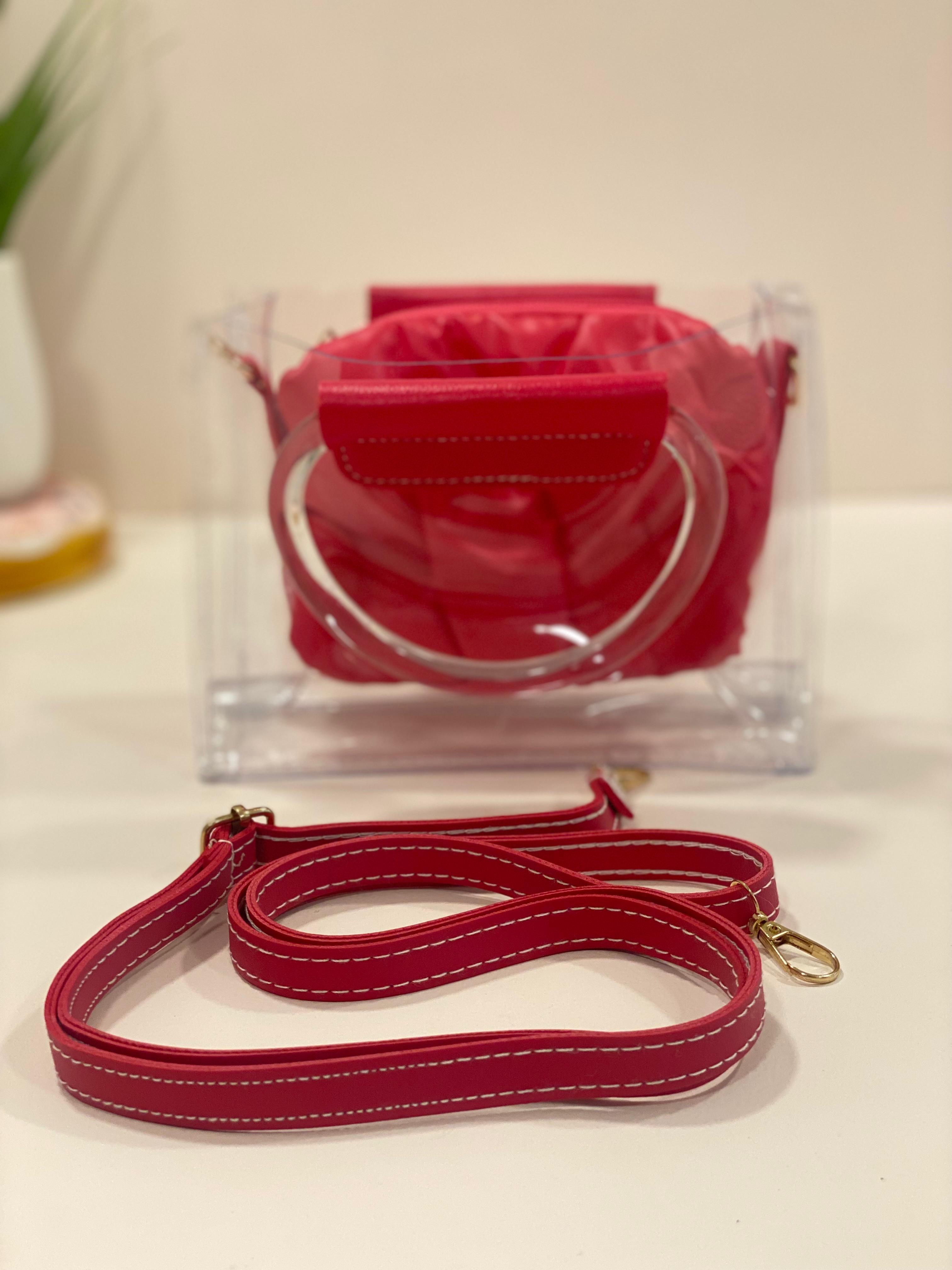 Mini Transparent Handbag with Inner Pouch & Sling