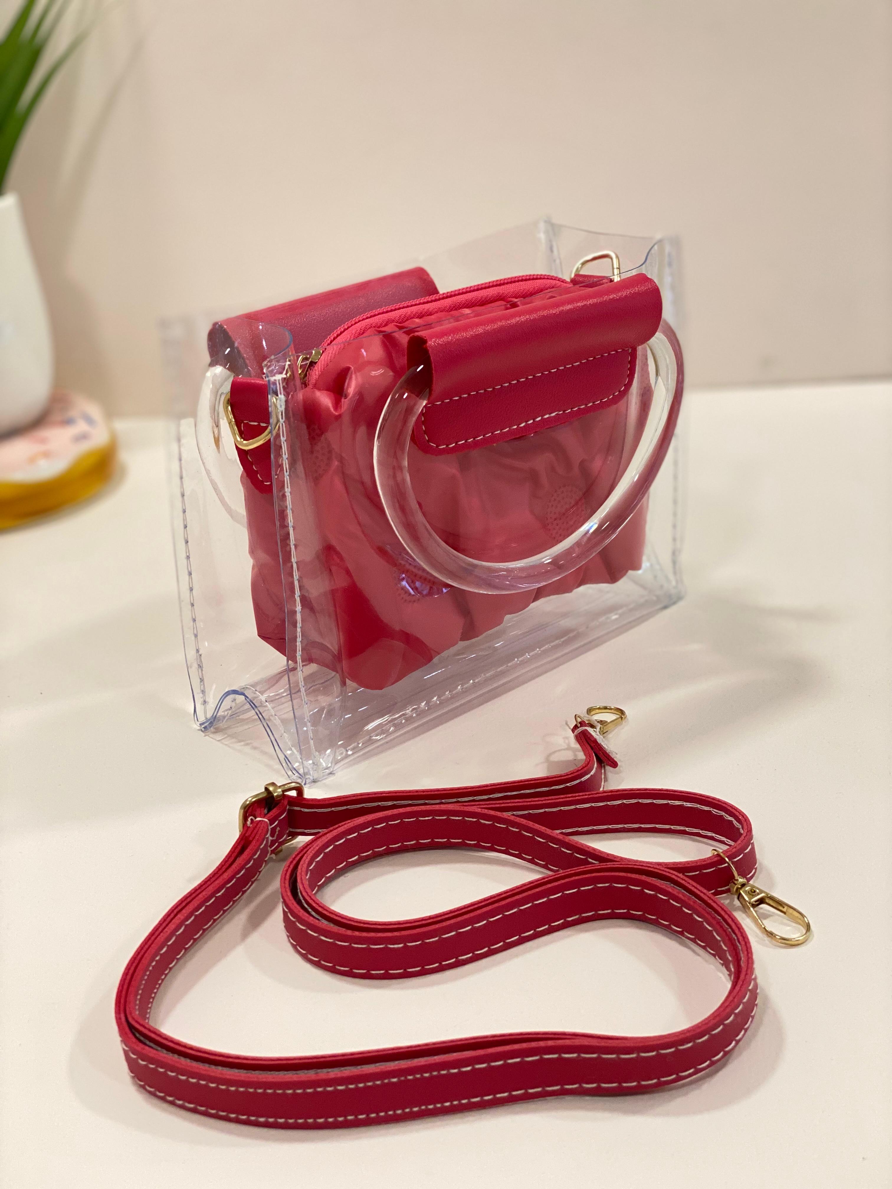 Mini Transparent Handbag with Inner Pouch & Sling