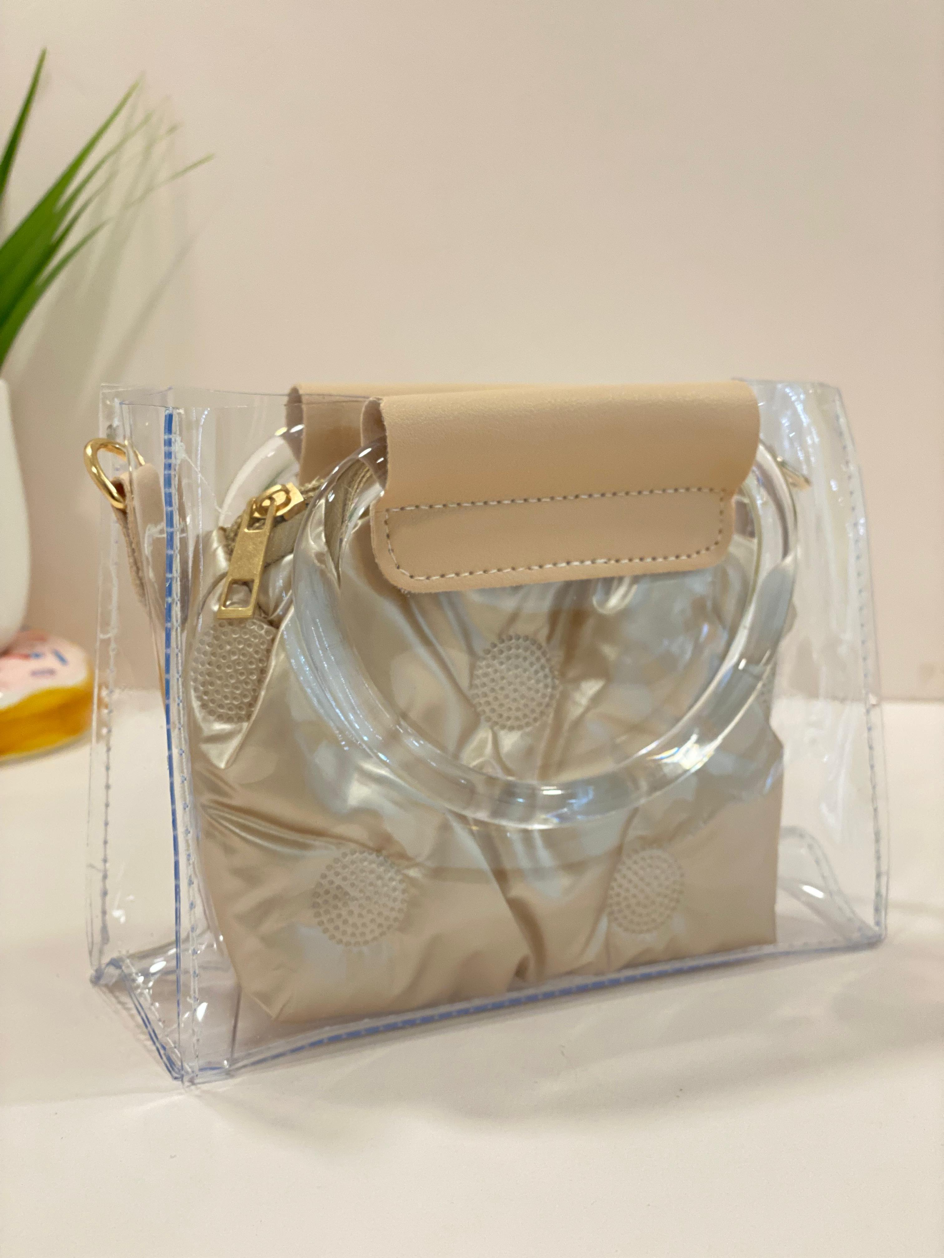 Mini Transparent Handbag with Inner Pouch & Sling