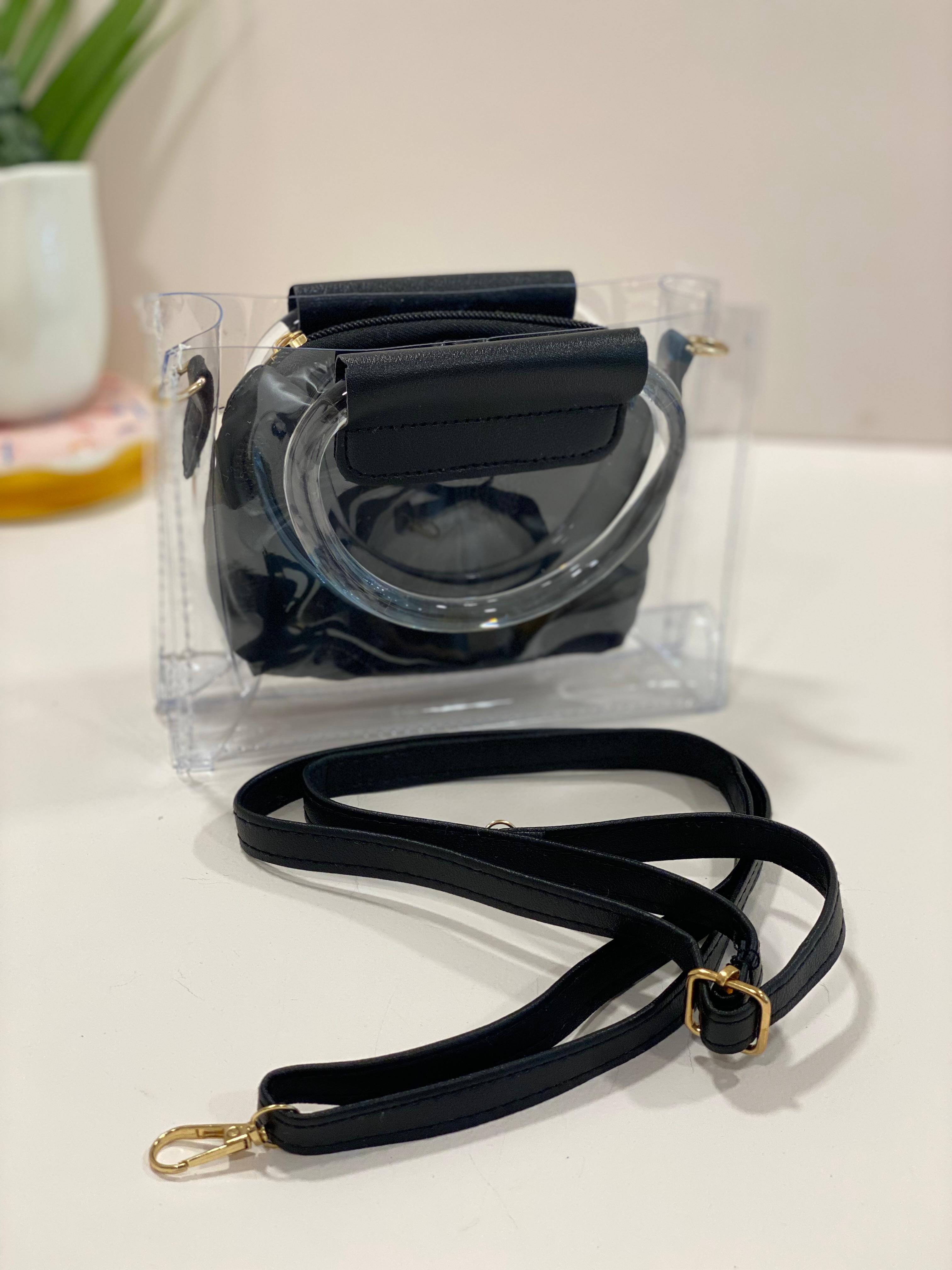 Mini Transparent Handbag with Inner Pouch & Sling