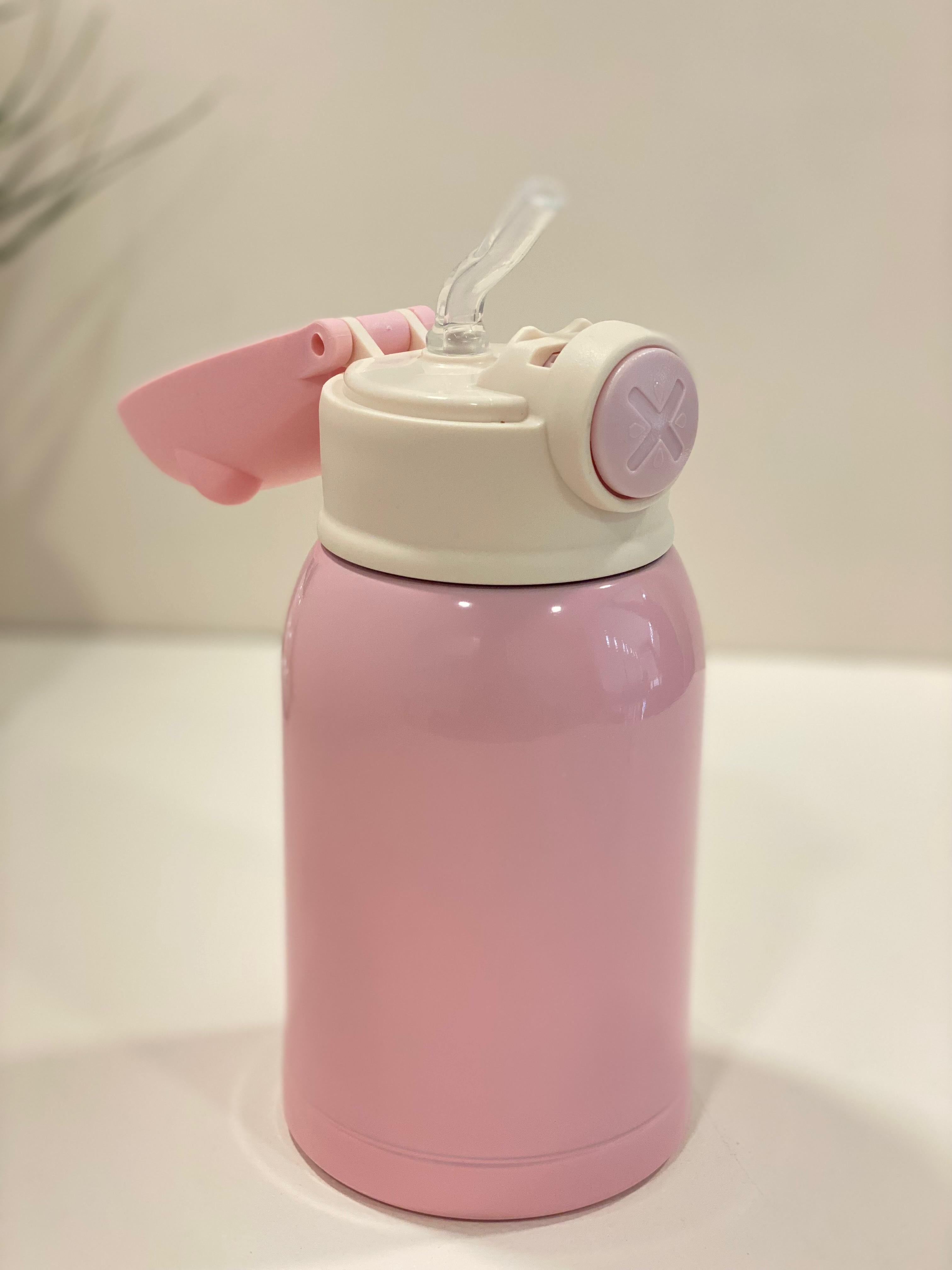 Kids Insulated Water Bottle with Cute Plush Cover & Strap – Leakproof Stainless Steel Sipper (Pink Ice Cream Design)
