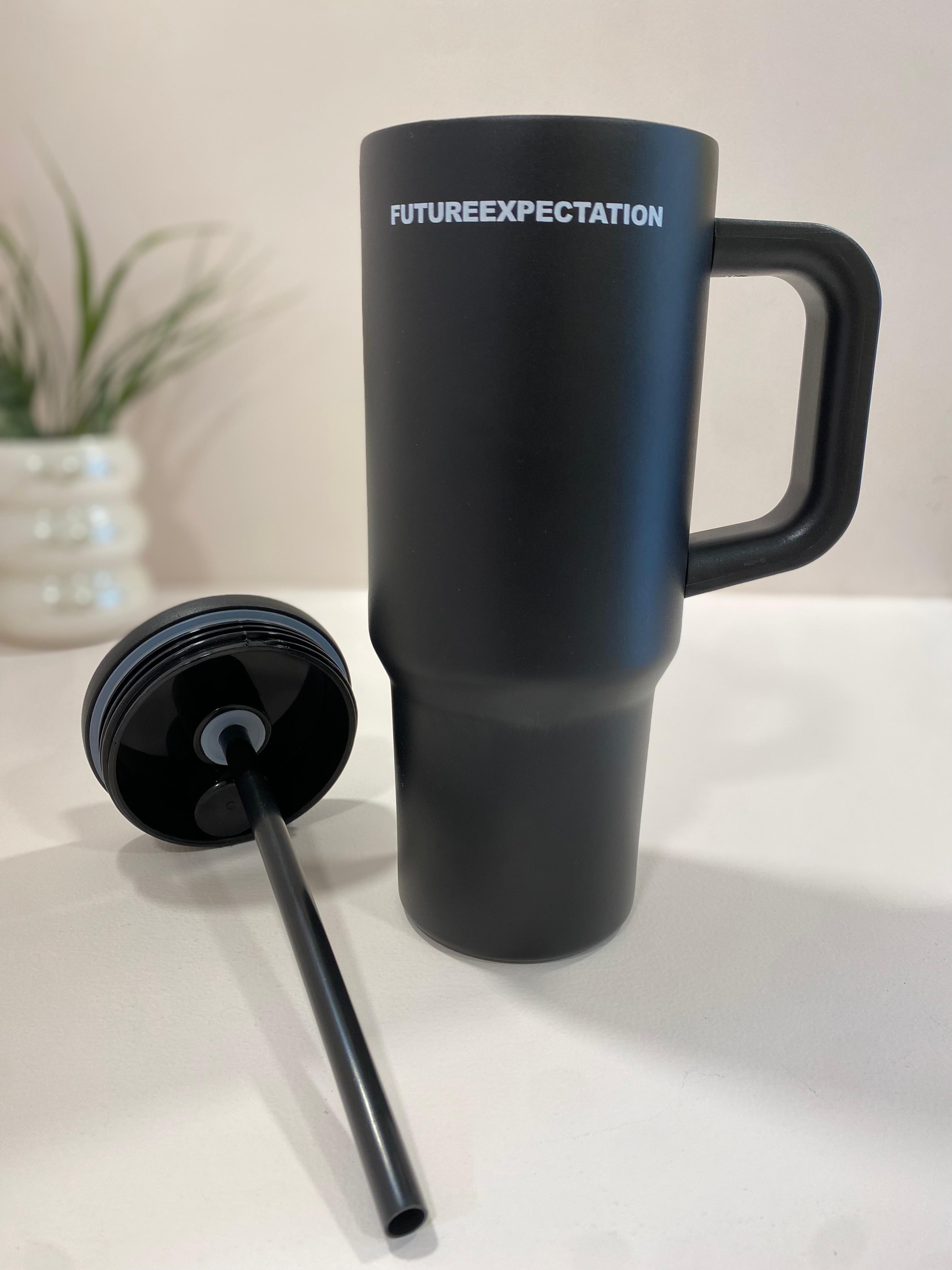 Future Expectation 30oz Stainless Steel Insulated Tumbler with Handle & Straw – Leakproof Travel Mug