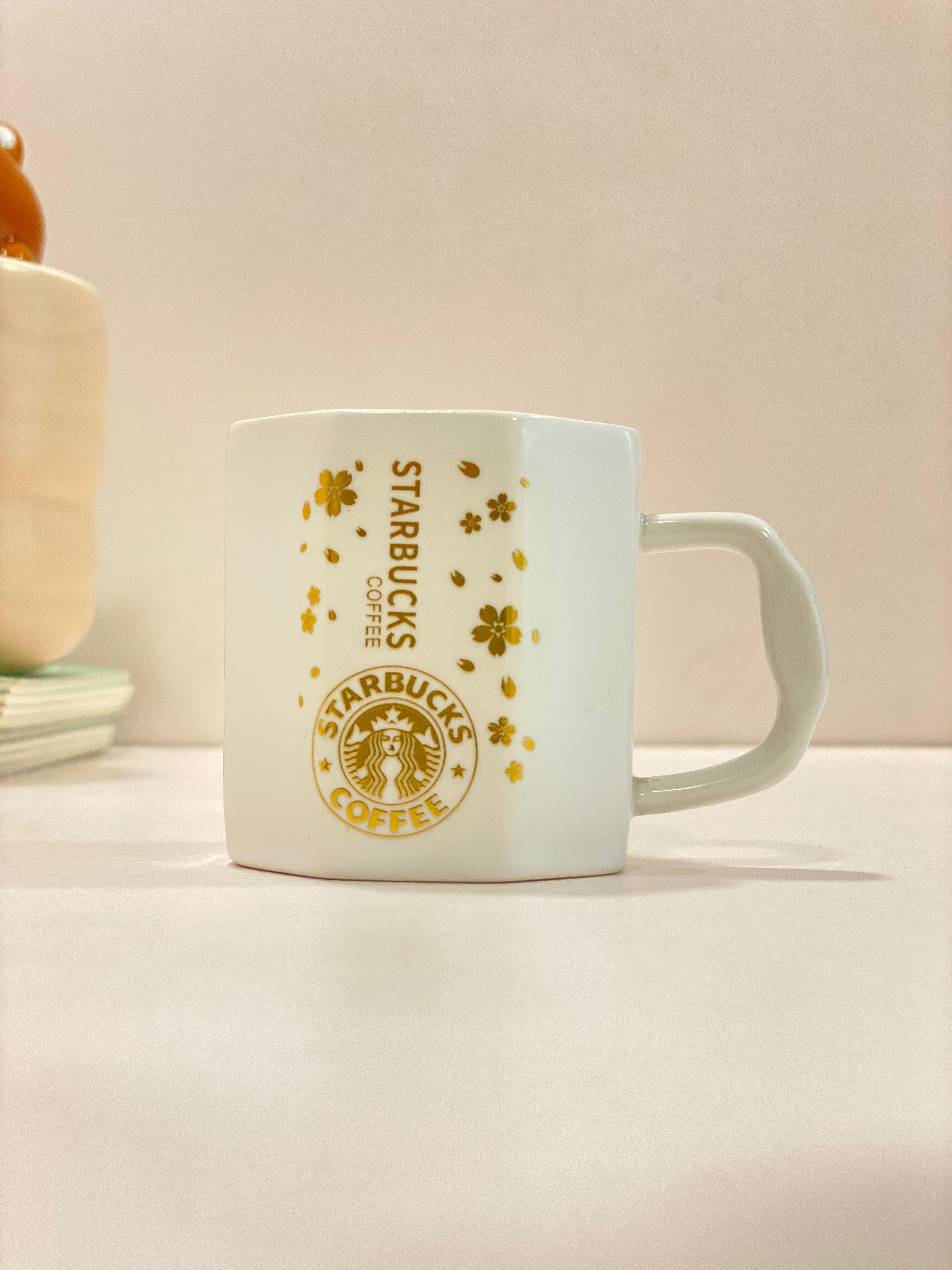 Pastel Inspired Ceramic Coffee Mug – Cute Mini Latte Mug with Gold Floral Design | Aesthetic Tea & Coffee Cup