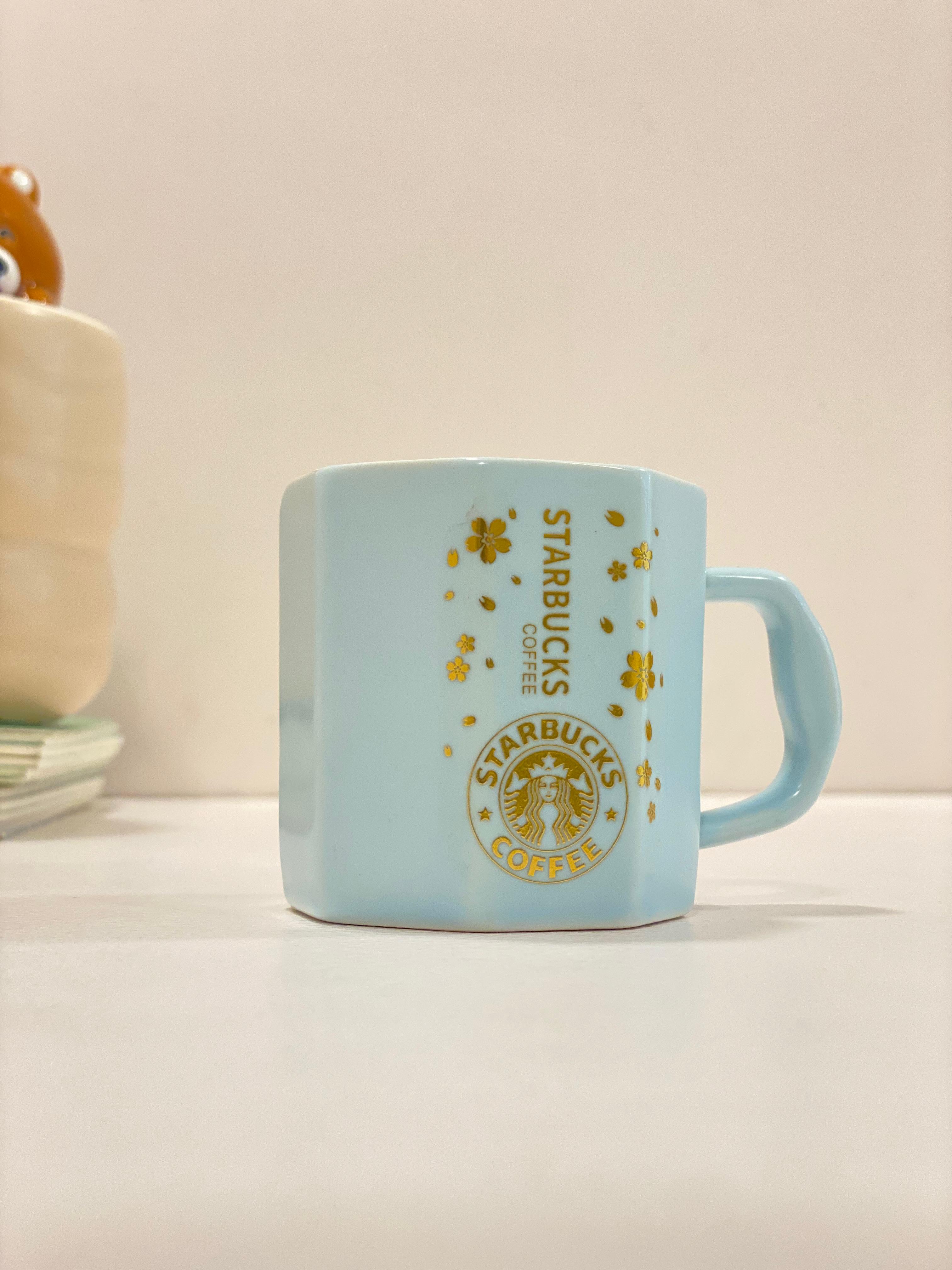 Pastel Inspired Ceramic Coffee Mug – Cute Mini Latte Mug with Gold Floral Design | Aesthetic Tea & Coffee Cup