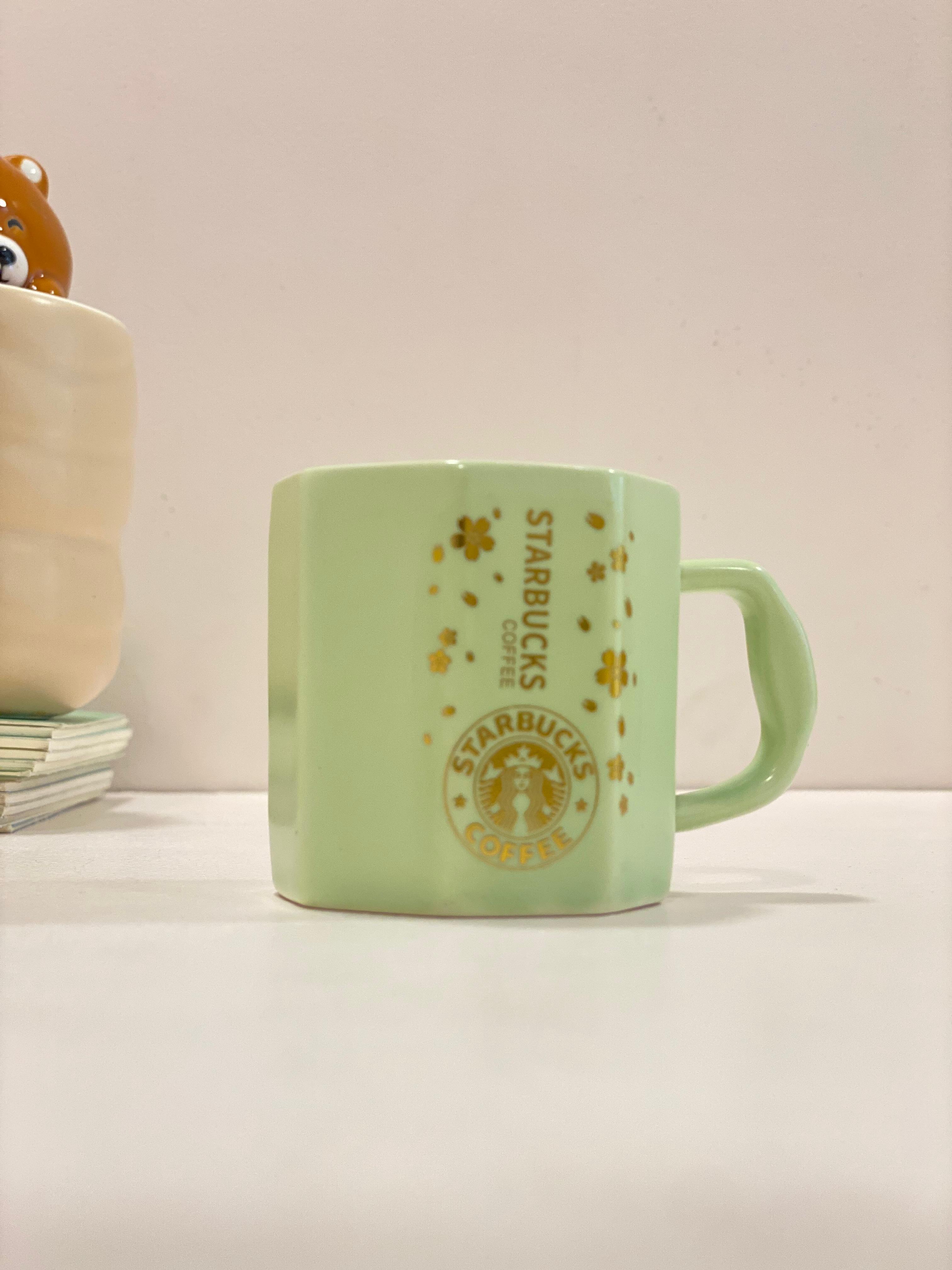 Pastel Inspired Ceramic Coffee Mug – Cute Mini Latte Mug with Gold Floral Design | Aesthetic Tea & Coffee Cup